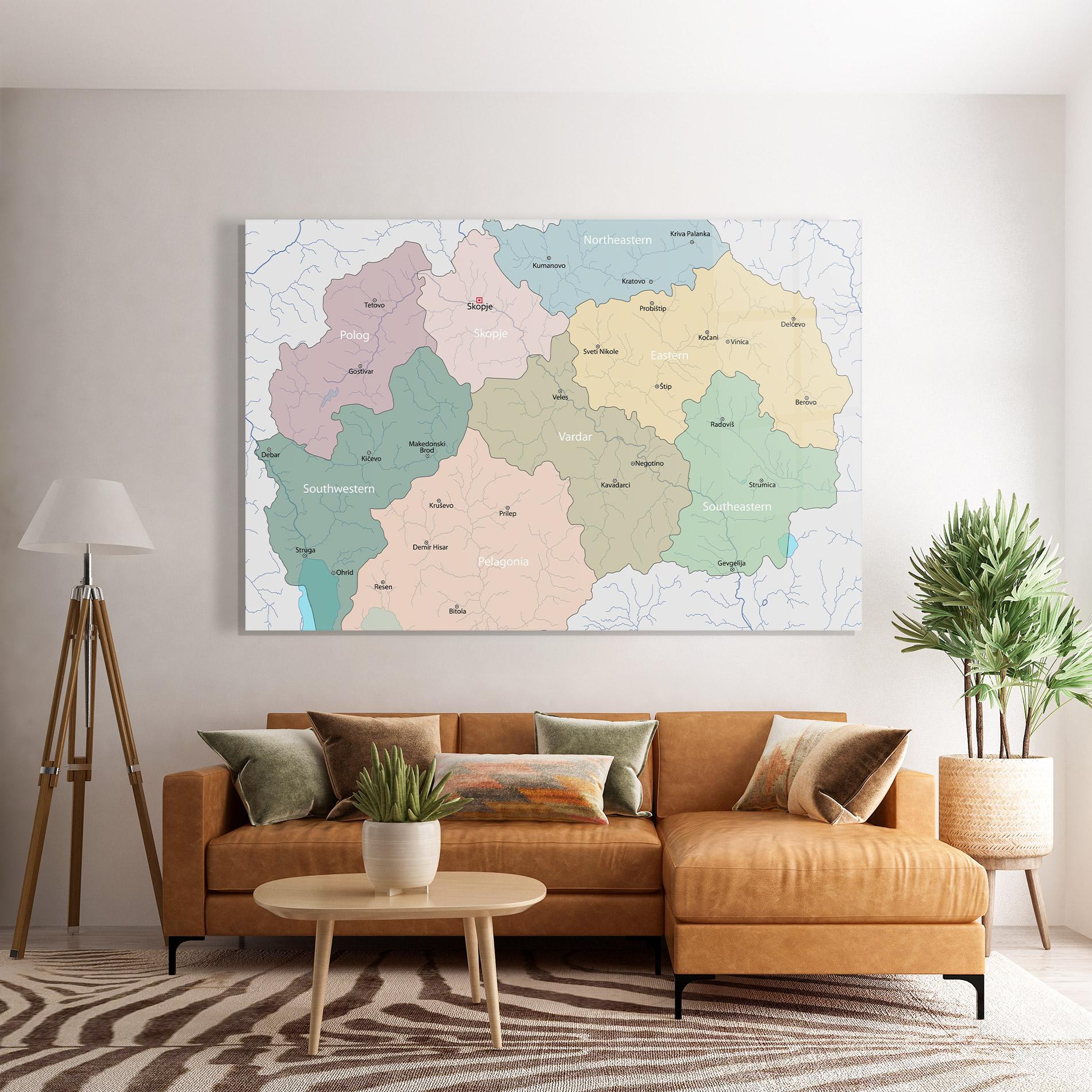 Glasbild North Macedonia Map mockup 7
