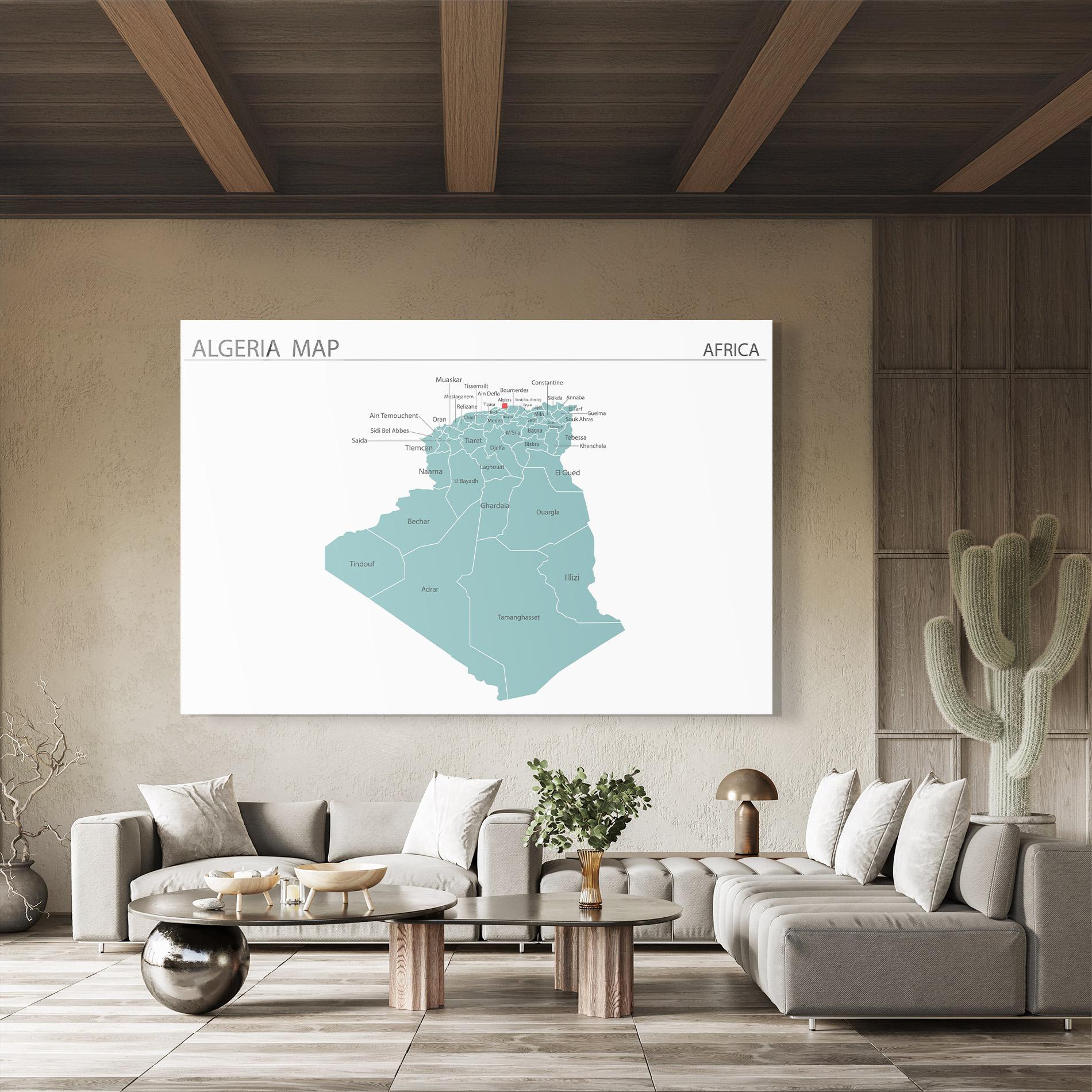 Glasbild Algeria Map mockup 8