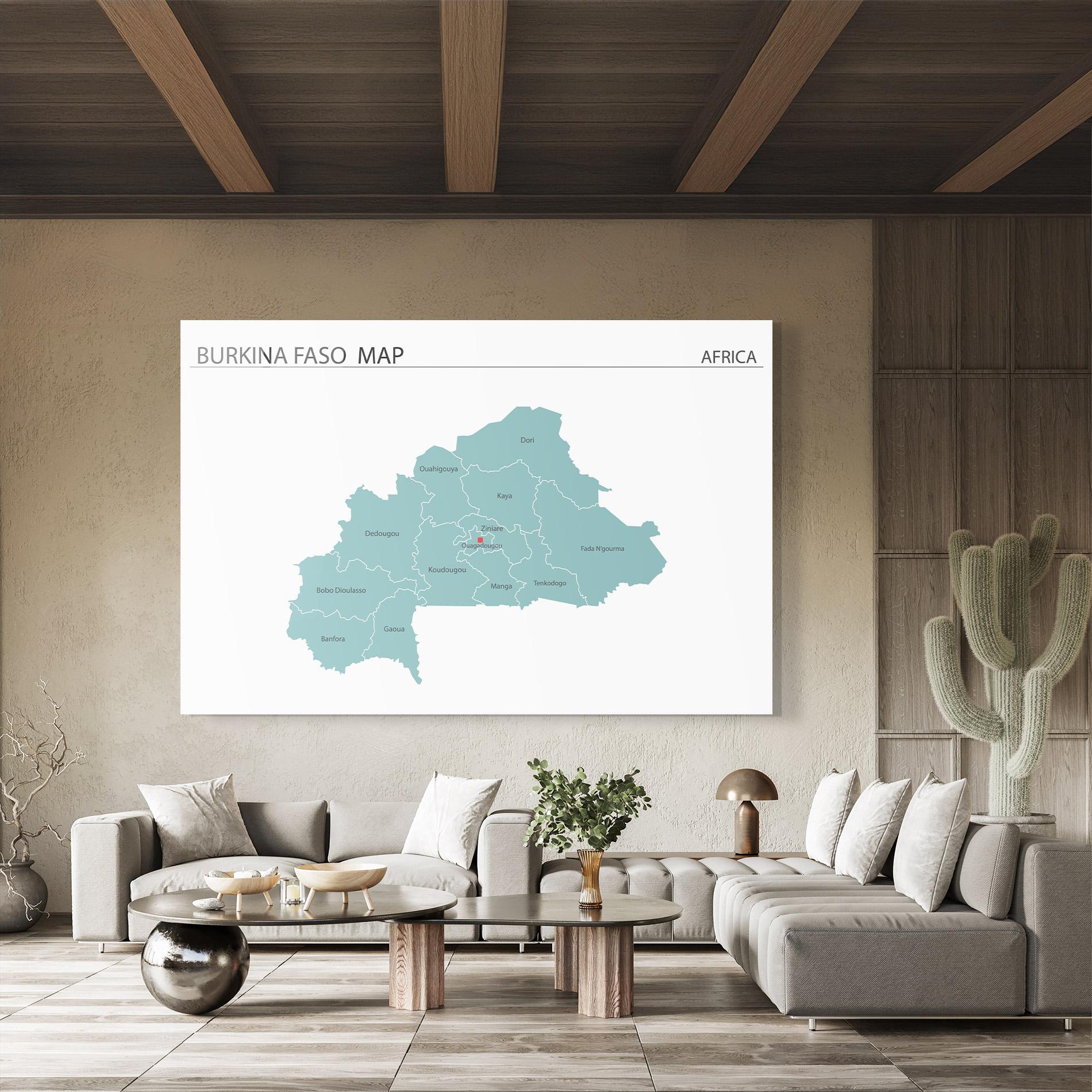 Glasbild Burkina Faso Map mockup 8