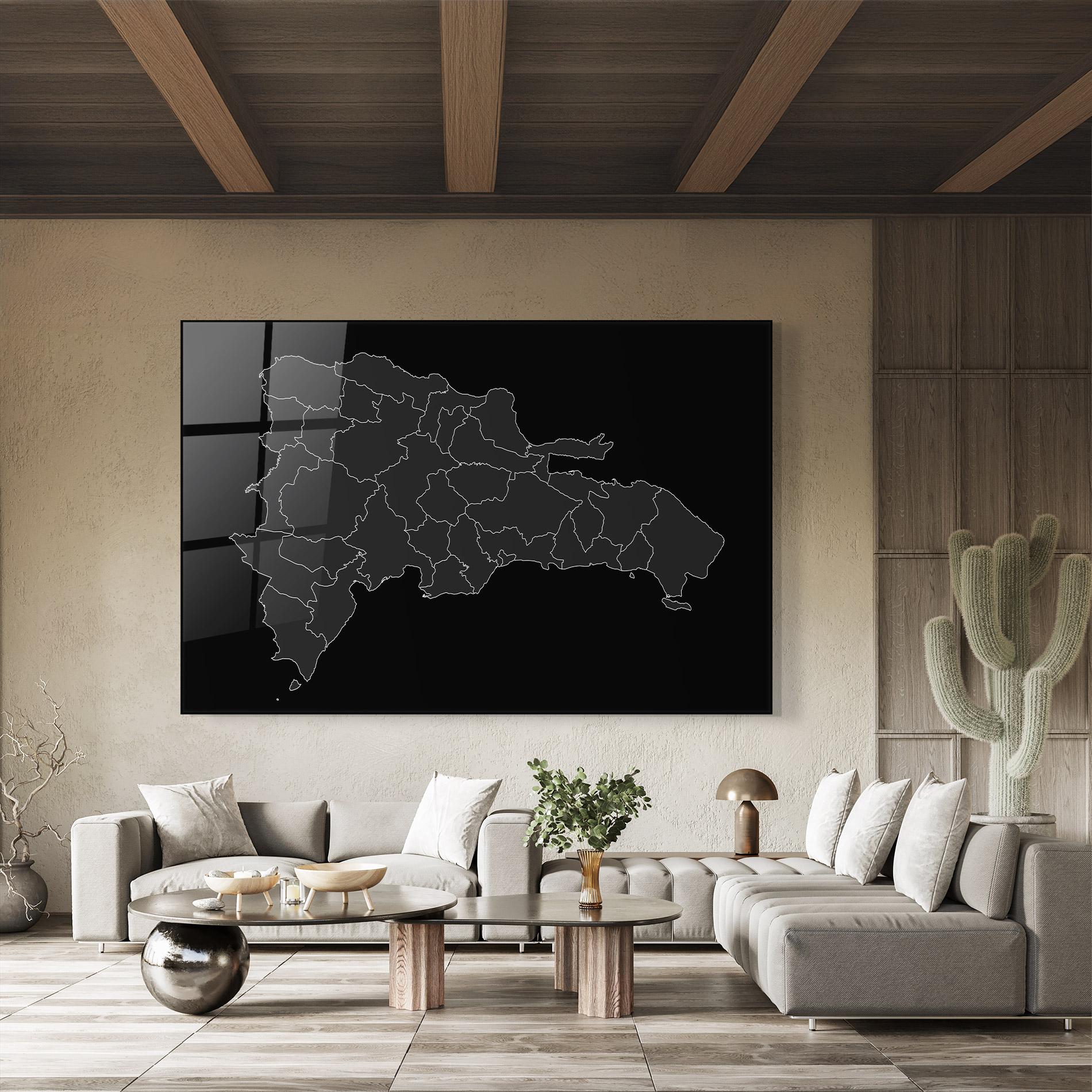 Glasbild Dominican Republic Grey Map mockup 8