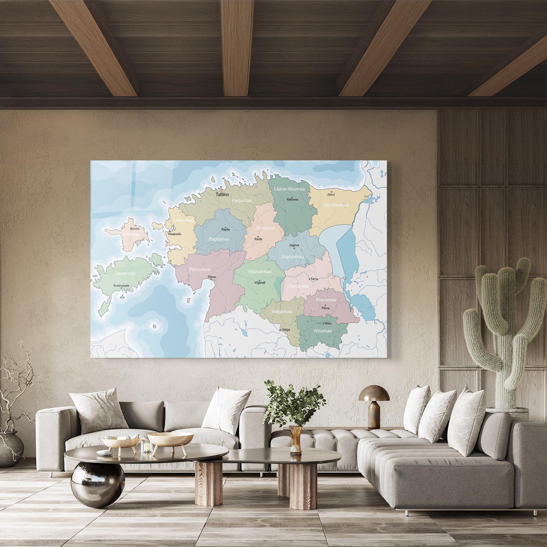 Glasbild Estonia Map mockup 8