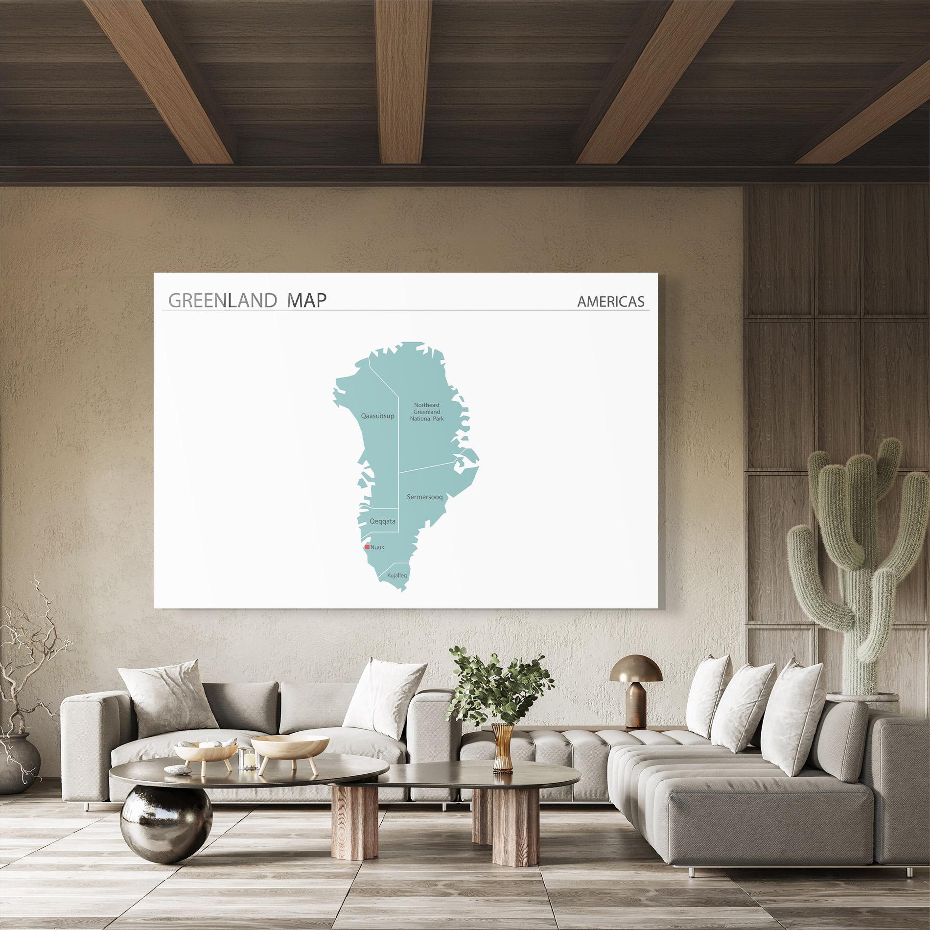 Glasbild Greenland Map mockup 8