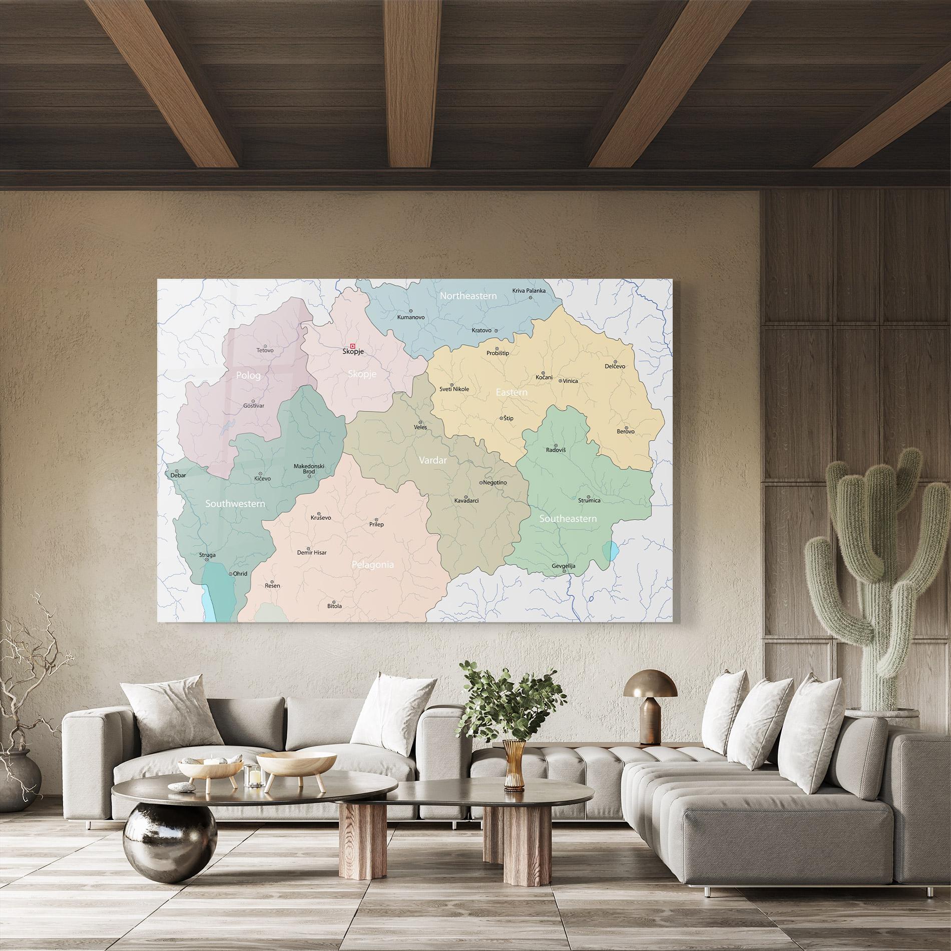 Glasbild North Macedonia Map mockup 8