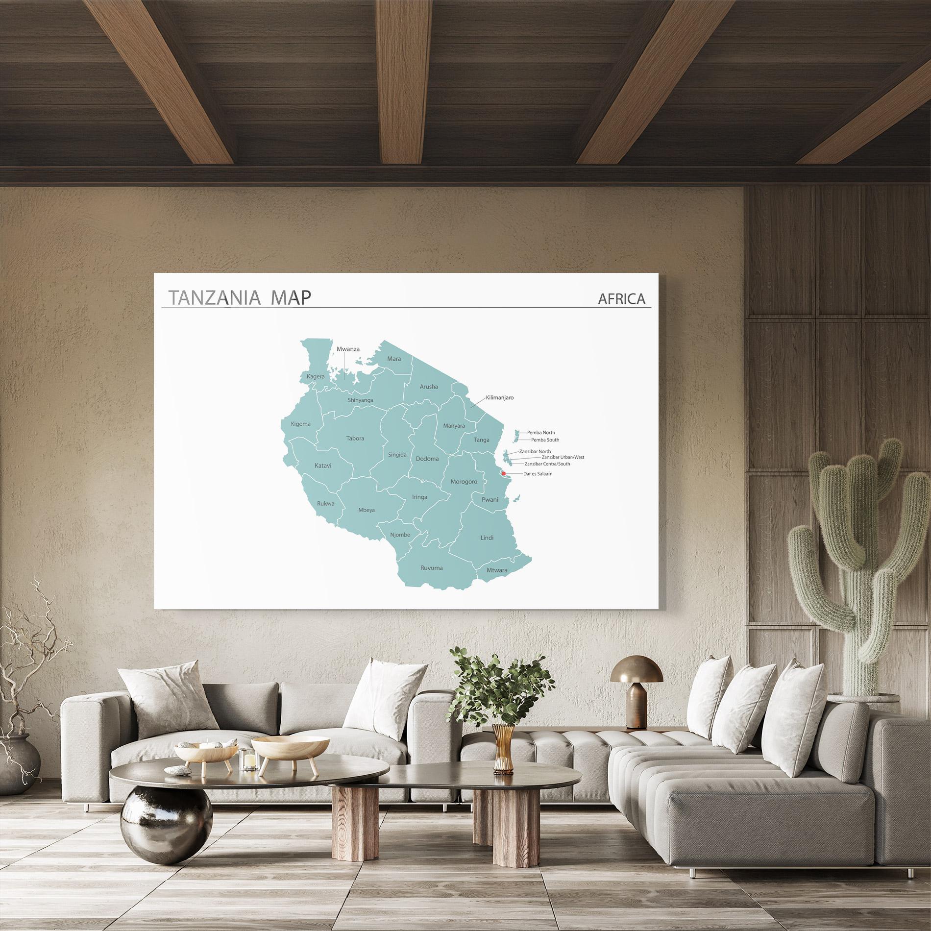 Glasbild Tanzania Map mockup 8