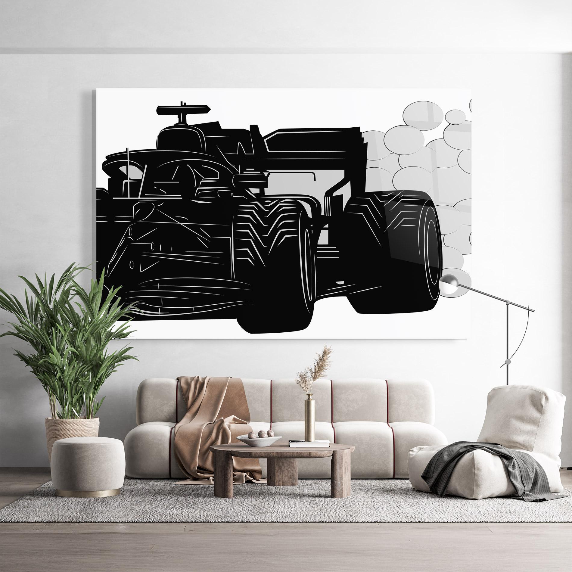 Glasbild Car F1 Smoke mockup 9