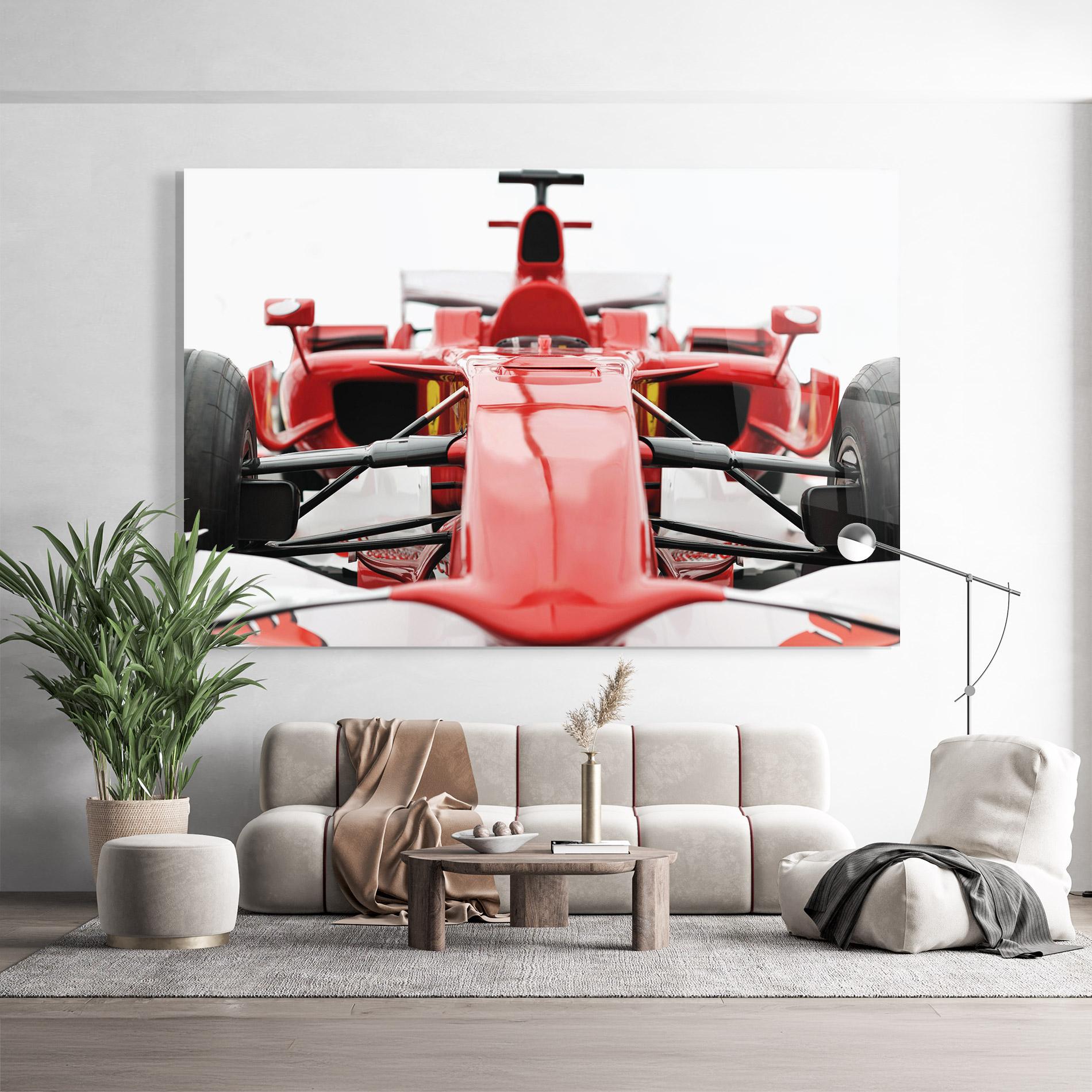 Glasbild Red Formula 1 Car mockup 9