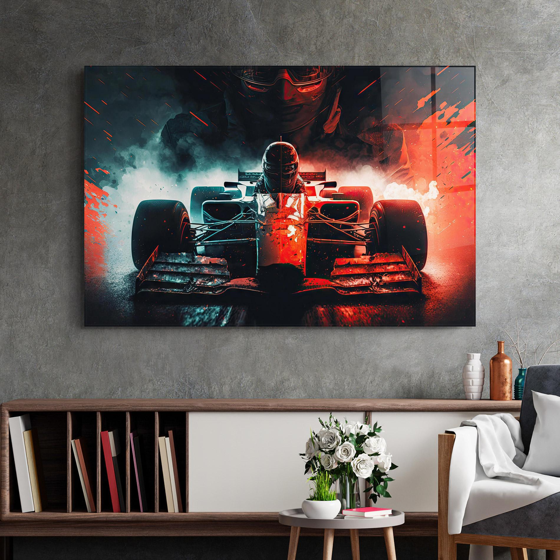 Glasbild Blue Red F1 mockup 2