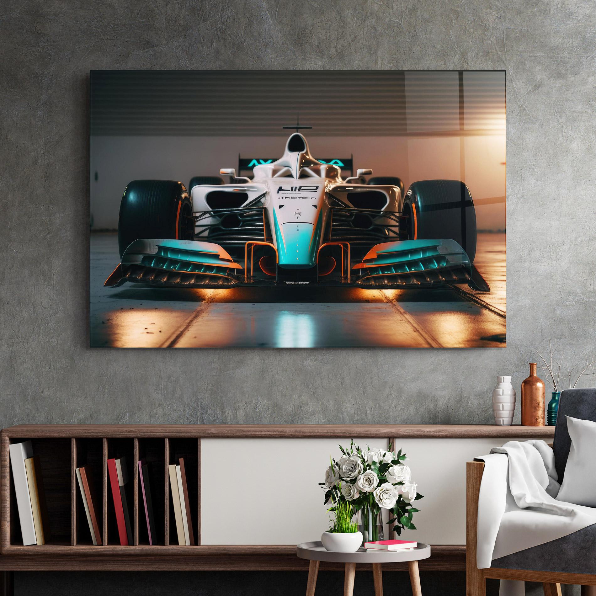 Glasbild Blue White F1 mockup 2