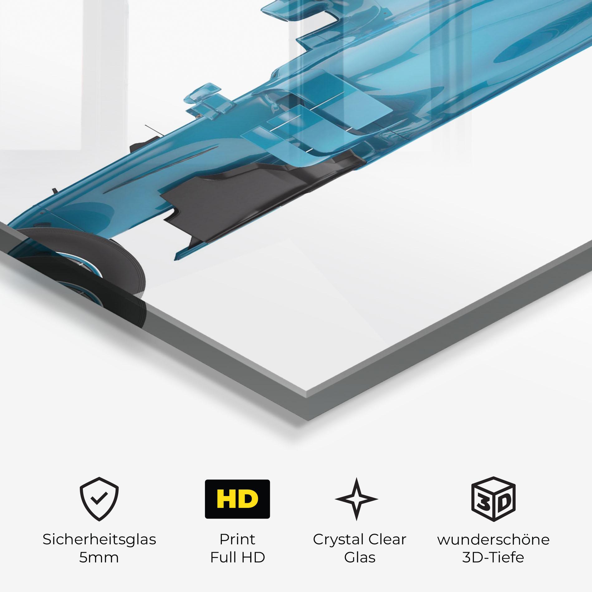 Glasbild Blue F1 Toy mockup 3