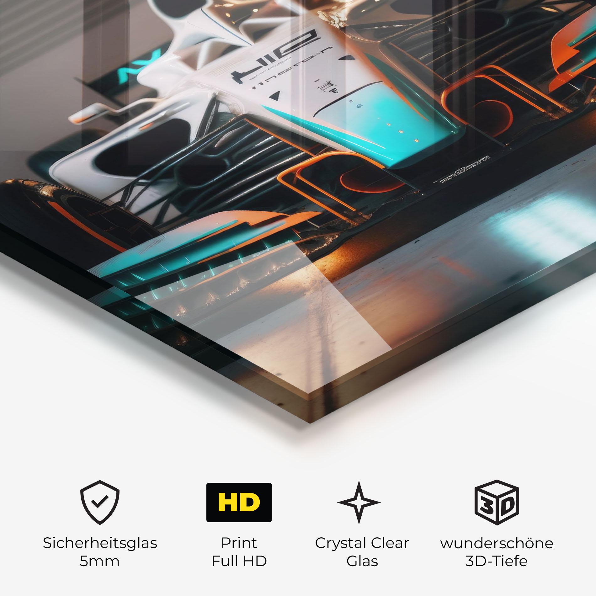 Glasbild Blue White F1 mockup 3