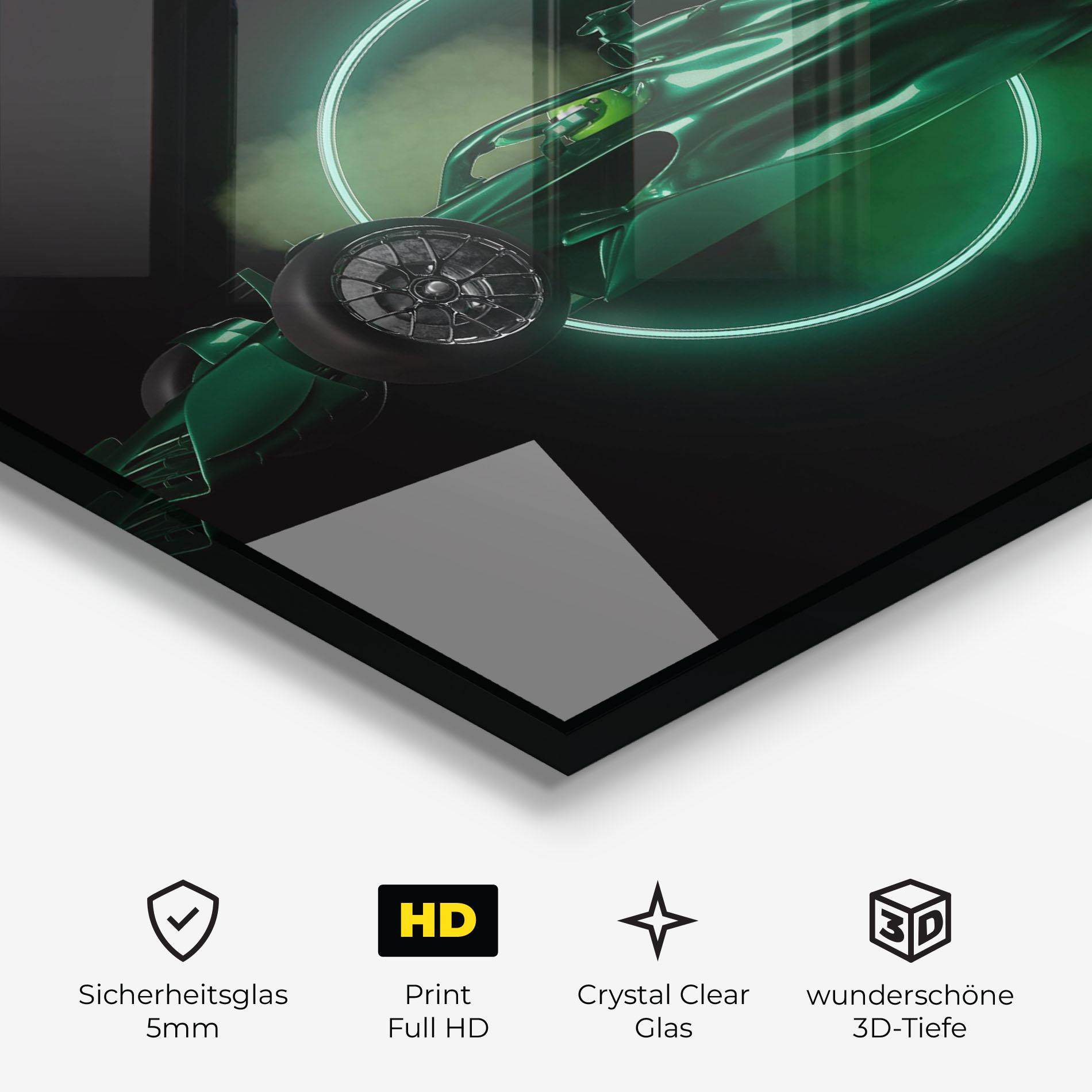 Glasbild Green Racing Car mockup 3