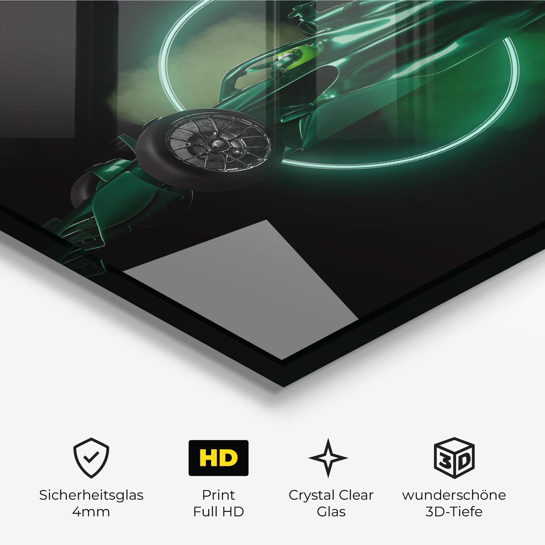 Glasbild Green Racing Car mockup 3