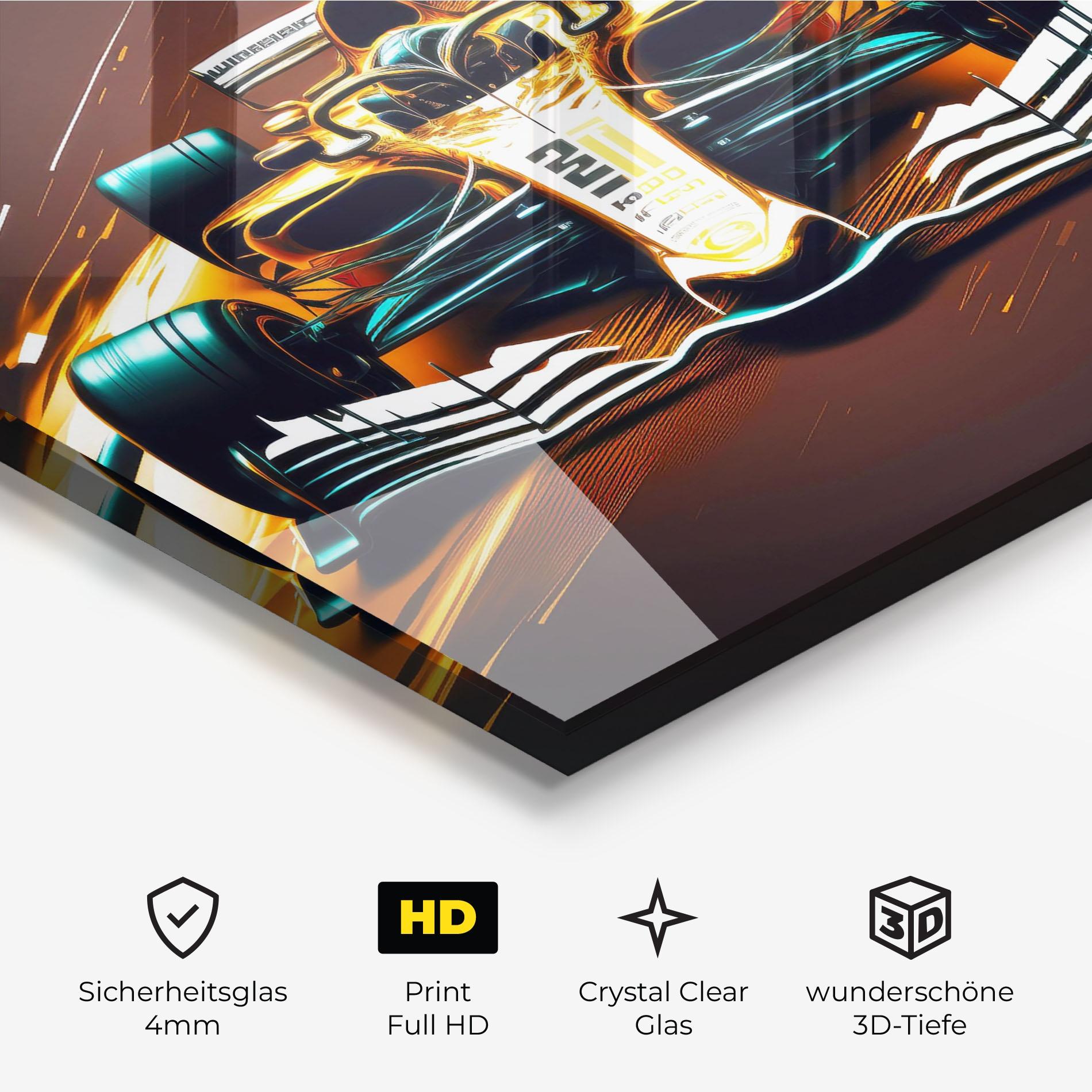 Glasbild Orange Racing Car mockup 3