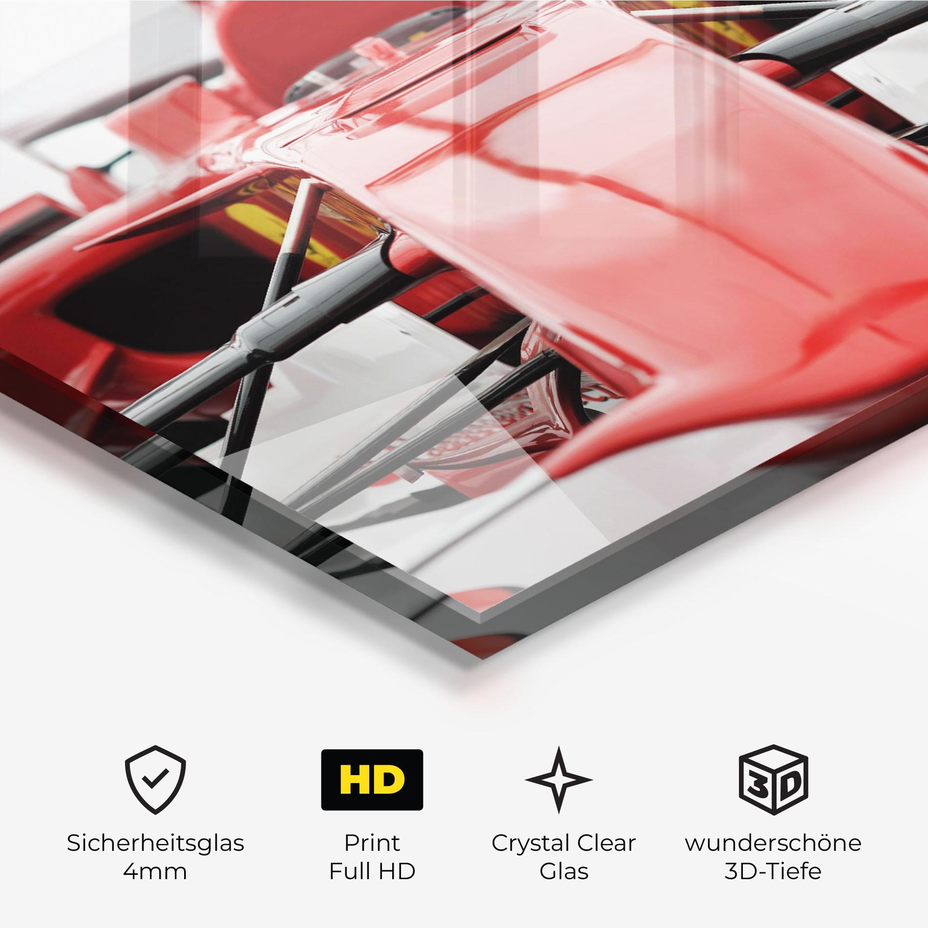 Glasbild Red Formula 1 Car mockup 3