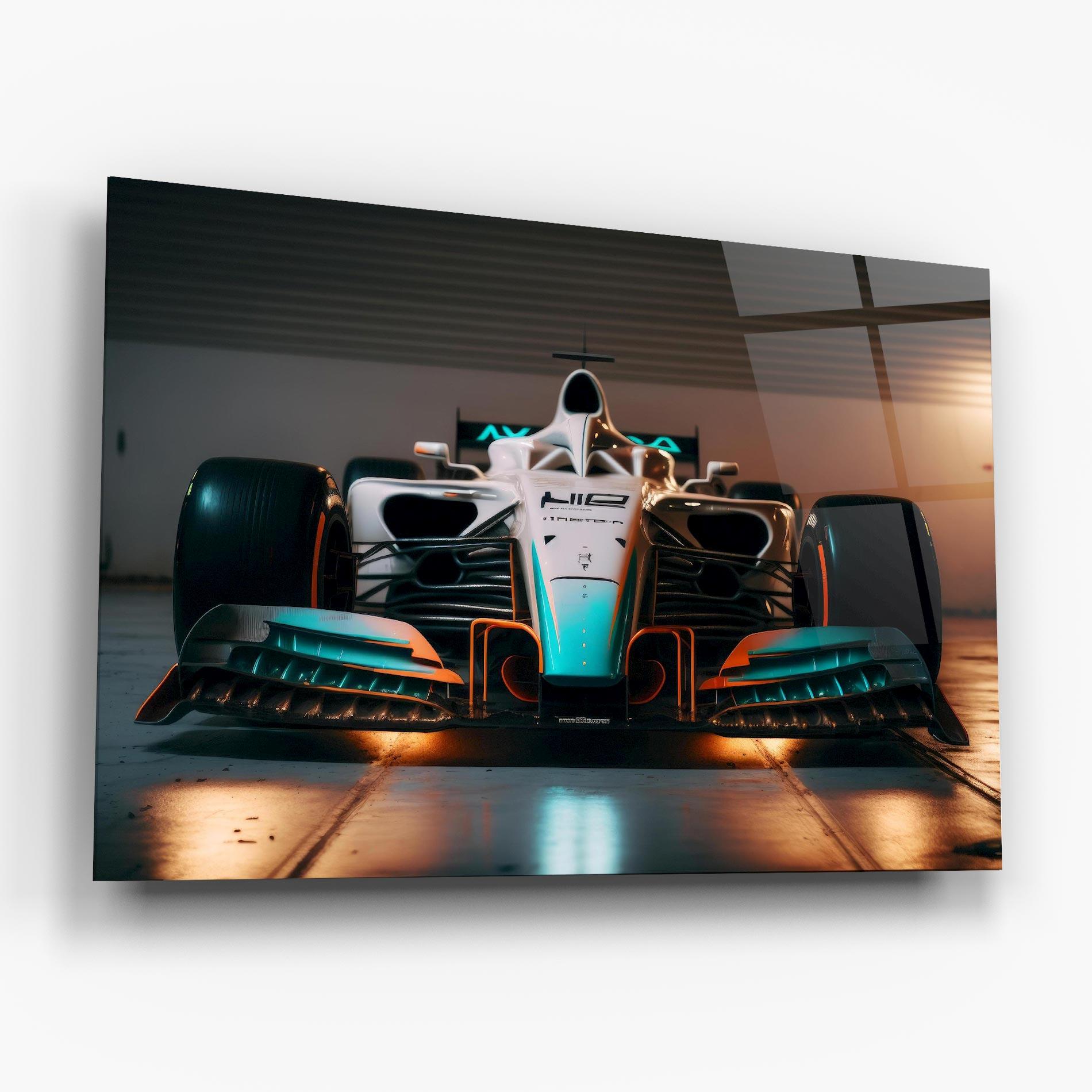 Glasbild Blue White F1 mockup 6