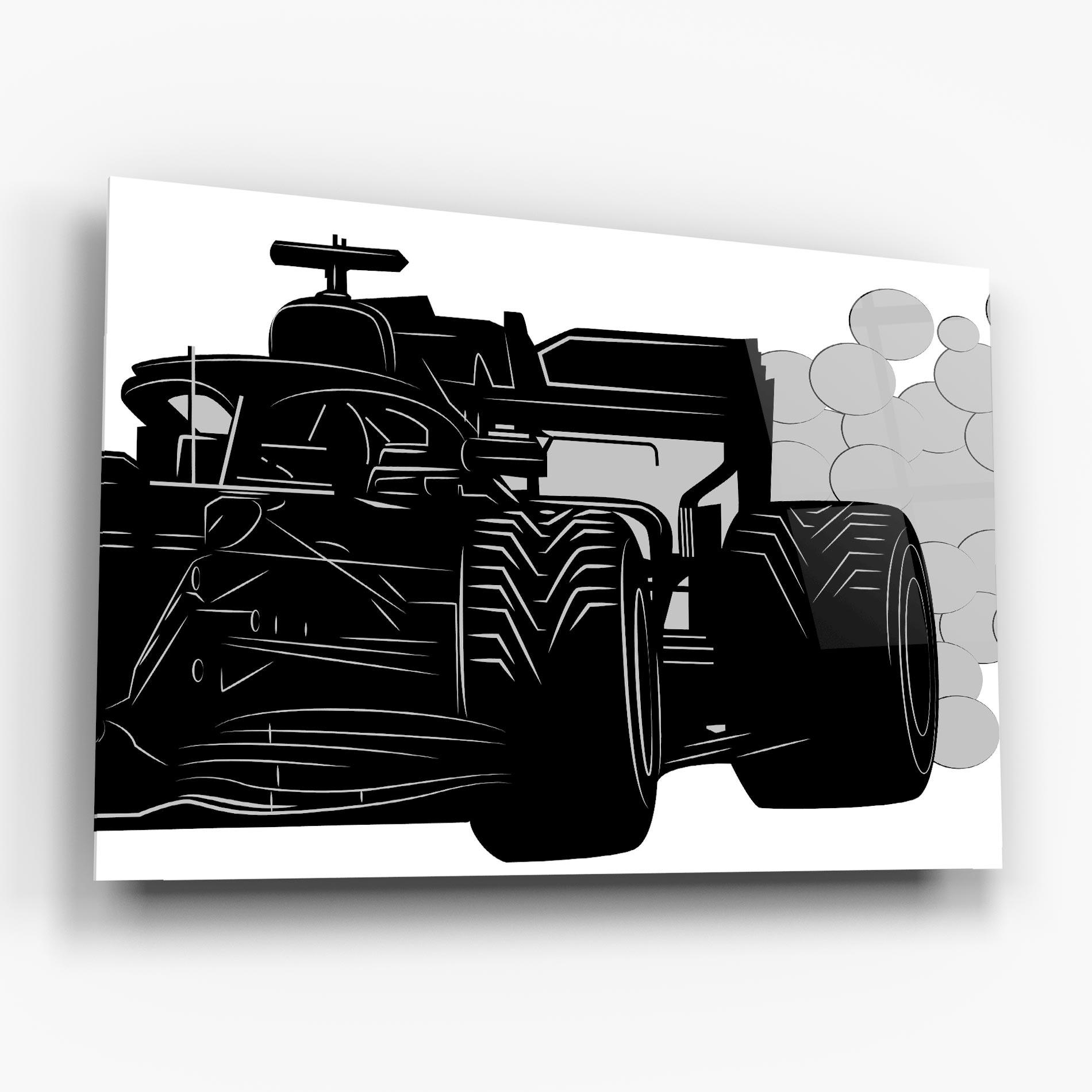 Glasbild Car F1 Smoke mockup 6