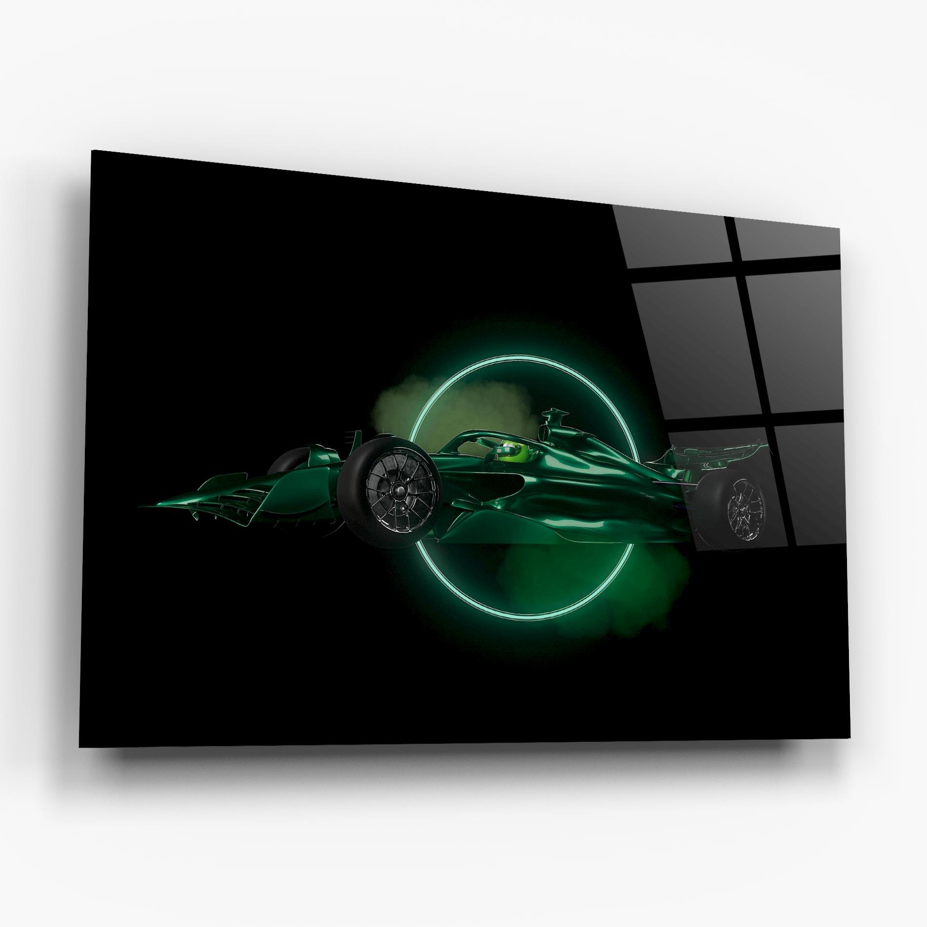 Glasbild Green Racing Car mockup 6