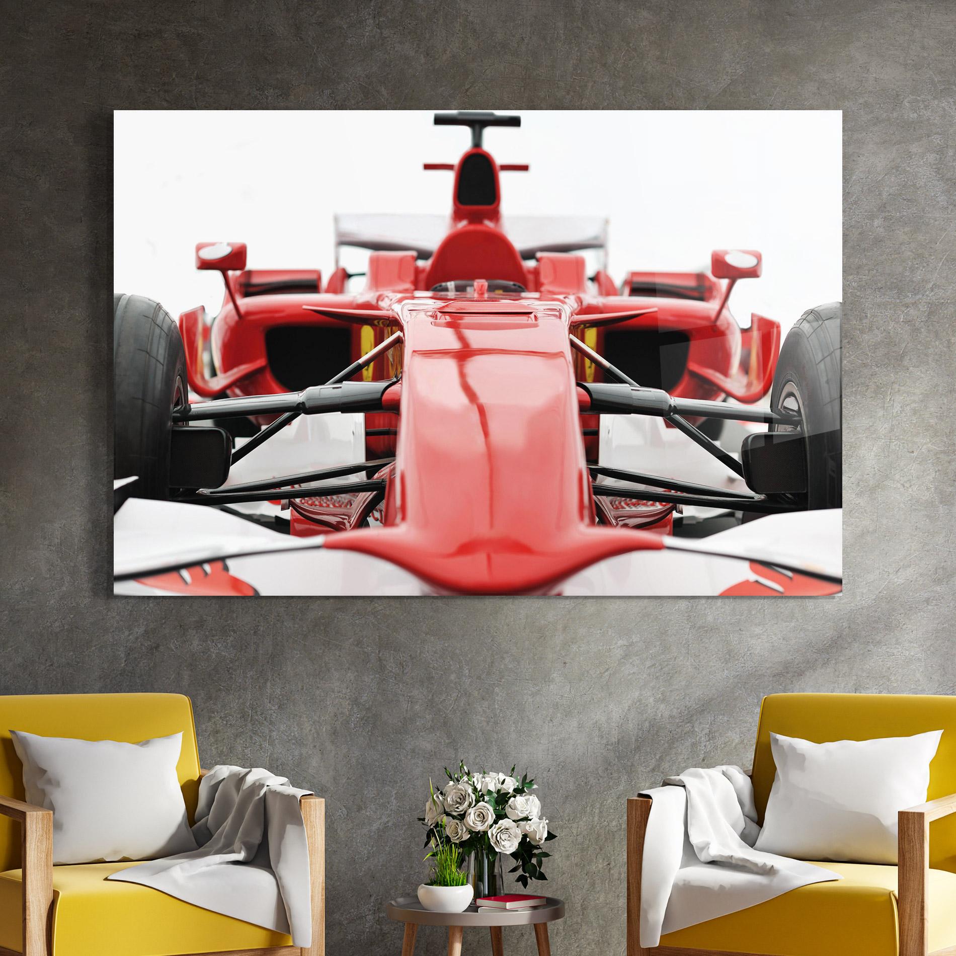Glasbild Red Formula 1 Car mockup 4