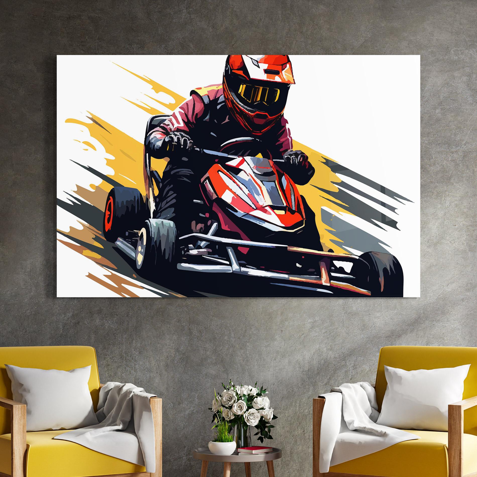 Glasbild Red Race F1 Car mockup 4