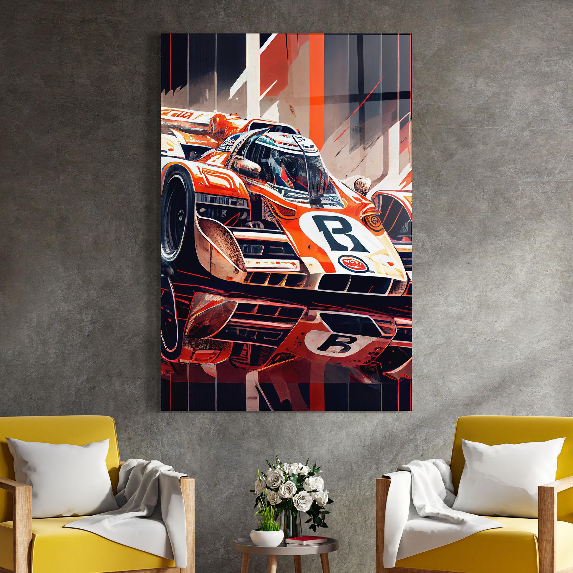 Glasbild Red White F1 mockup 4