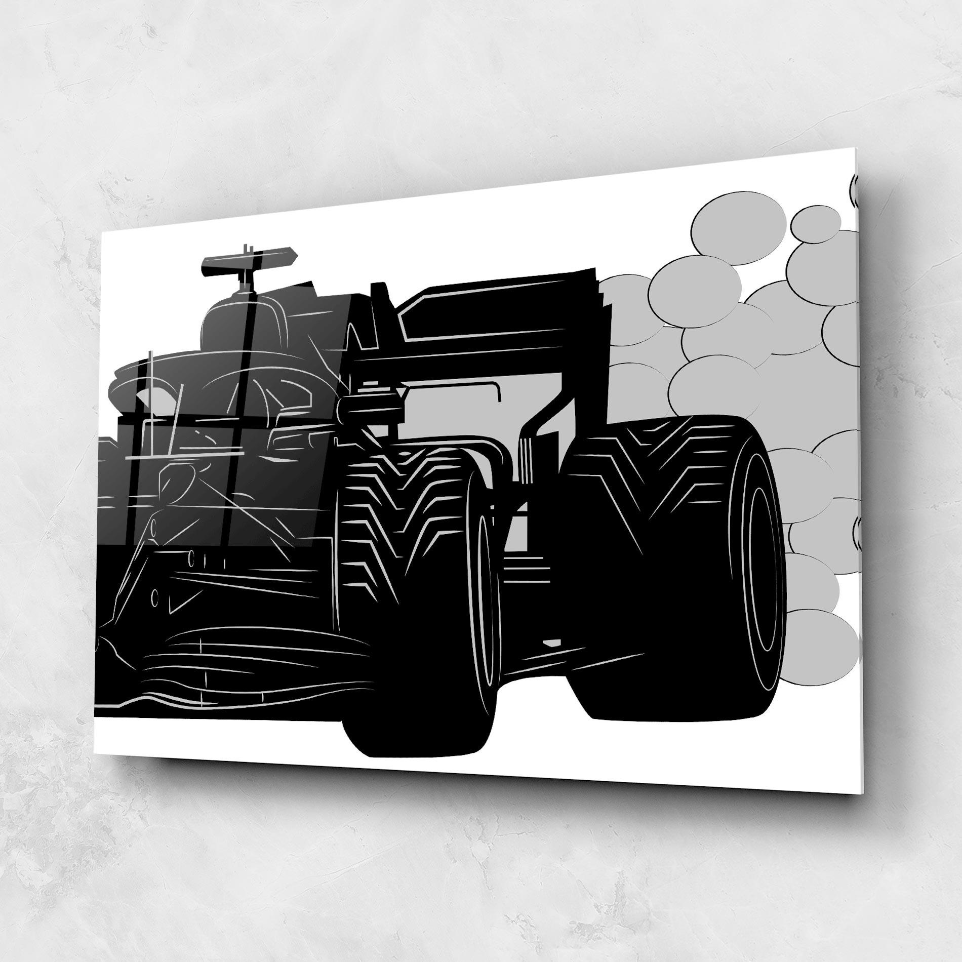 Glasbild Car F1 Smoke mockup 1