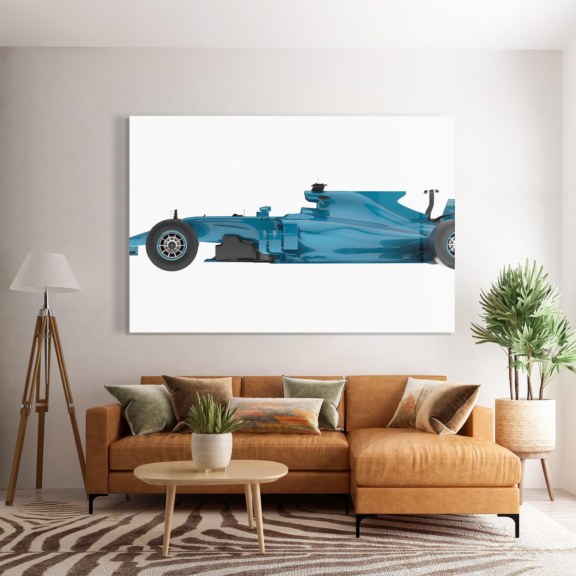 Glasbild Blue F1 Toy mockup 7