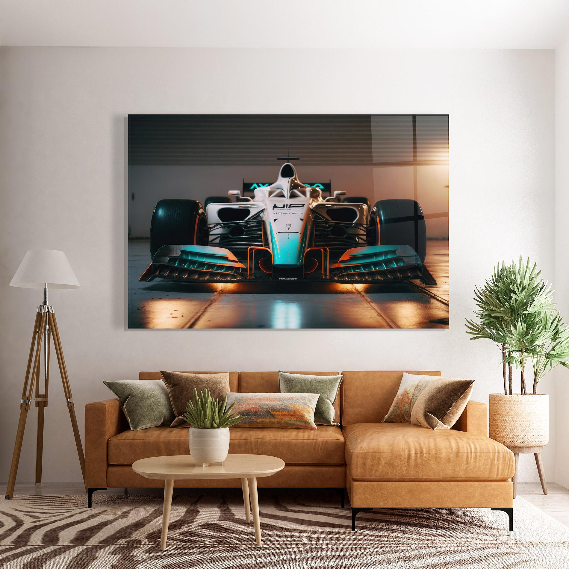 Glasbild Blue White F1 mockup 7