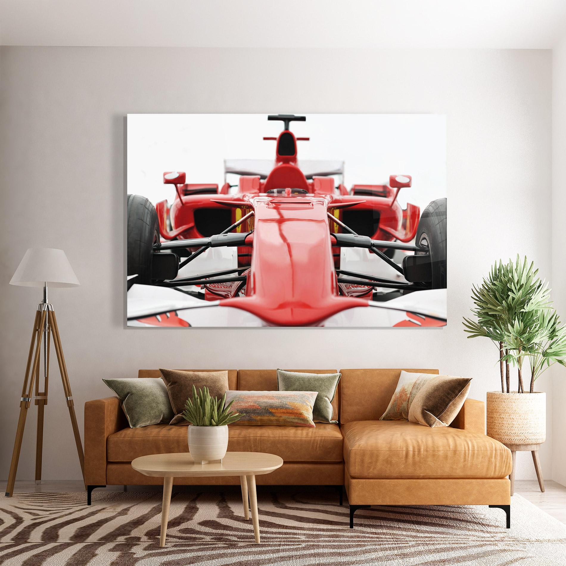 Glasbild Red Formula 1 Car mockup 7