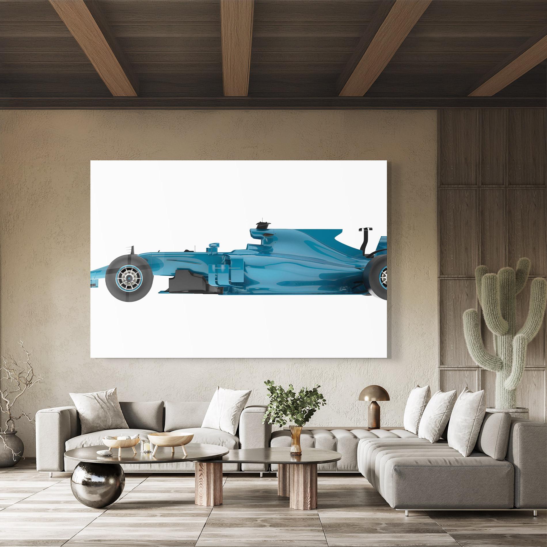Glasbild Blue F1 Toy mockup 8