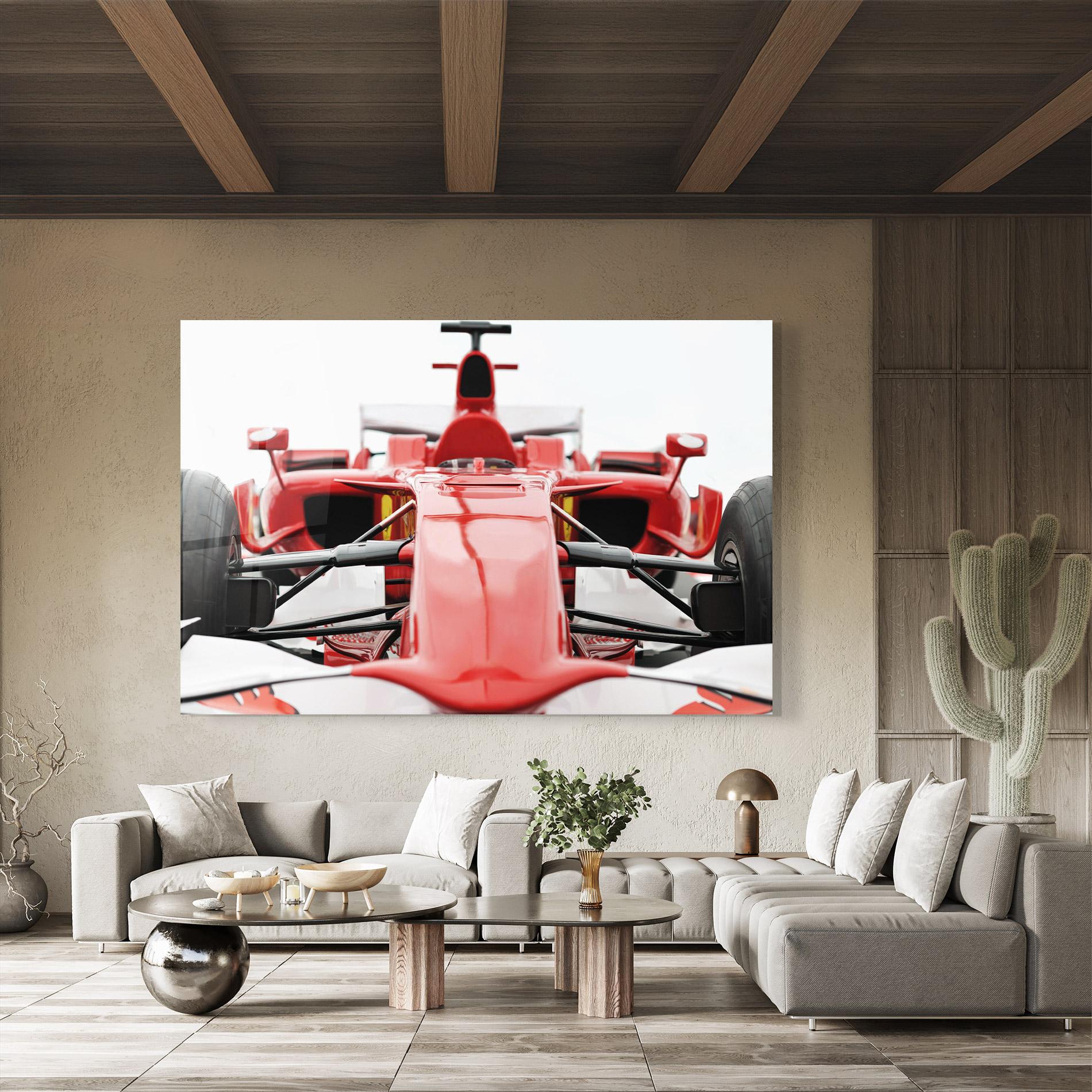 Glasbild Red Formula 1 Car mockup 8