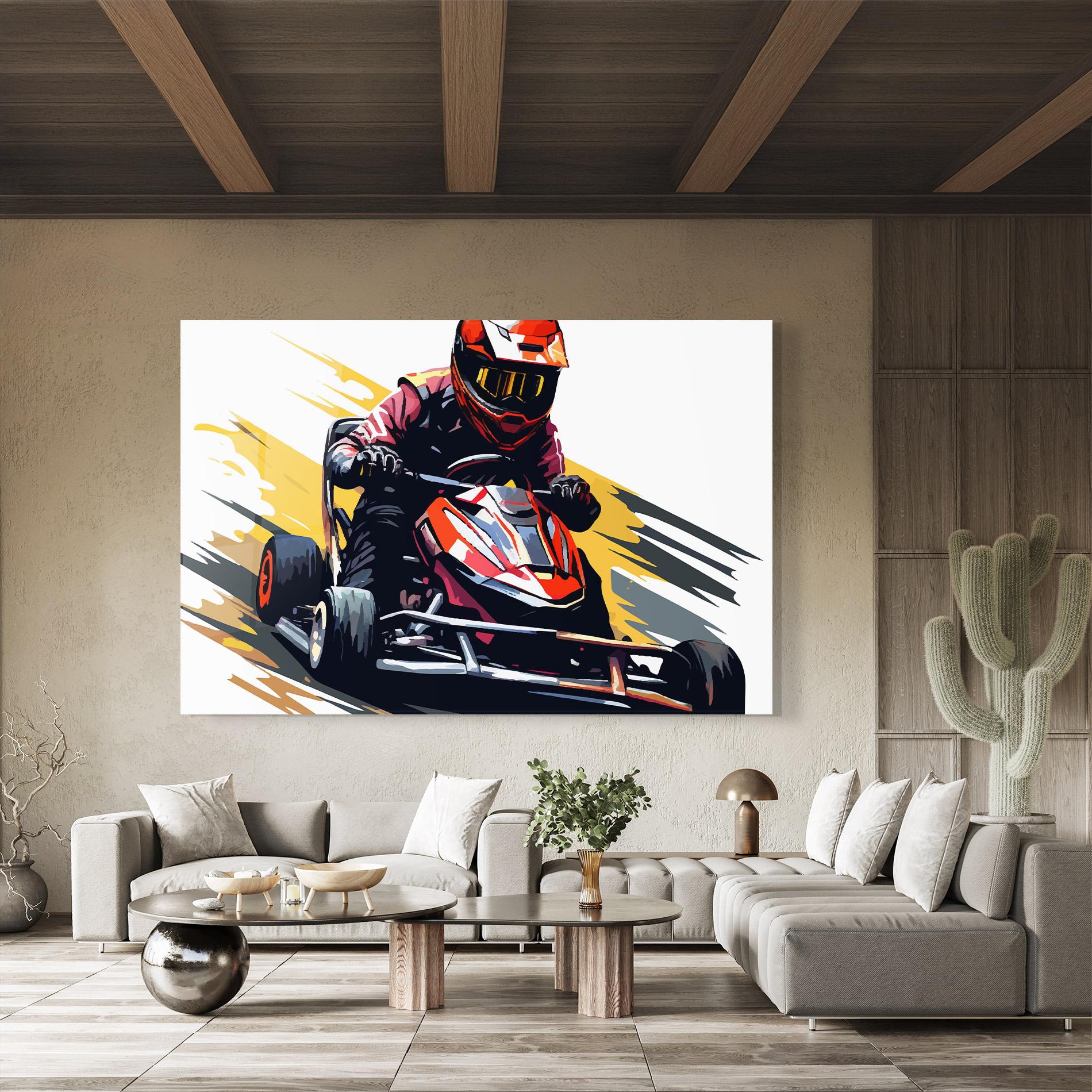 Glasbild Red Race F1 Car mockup 8
