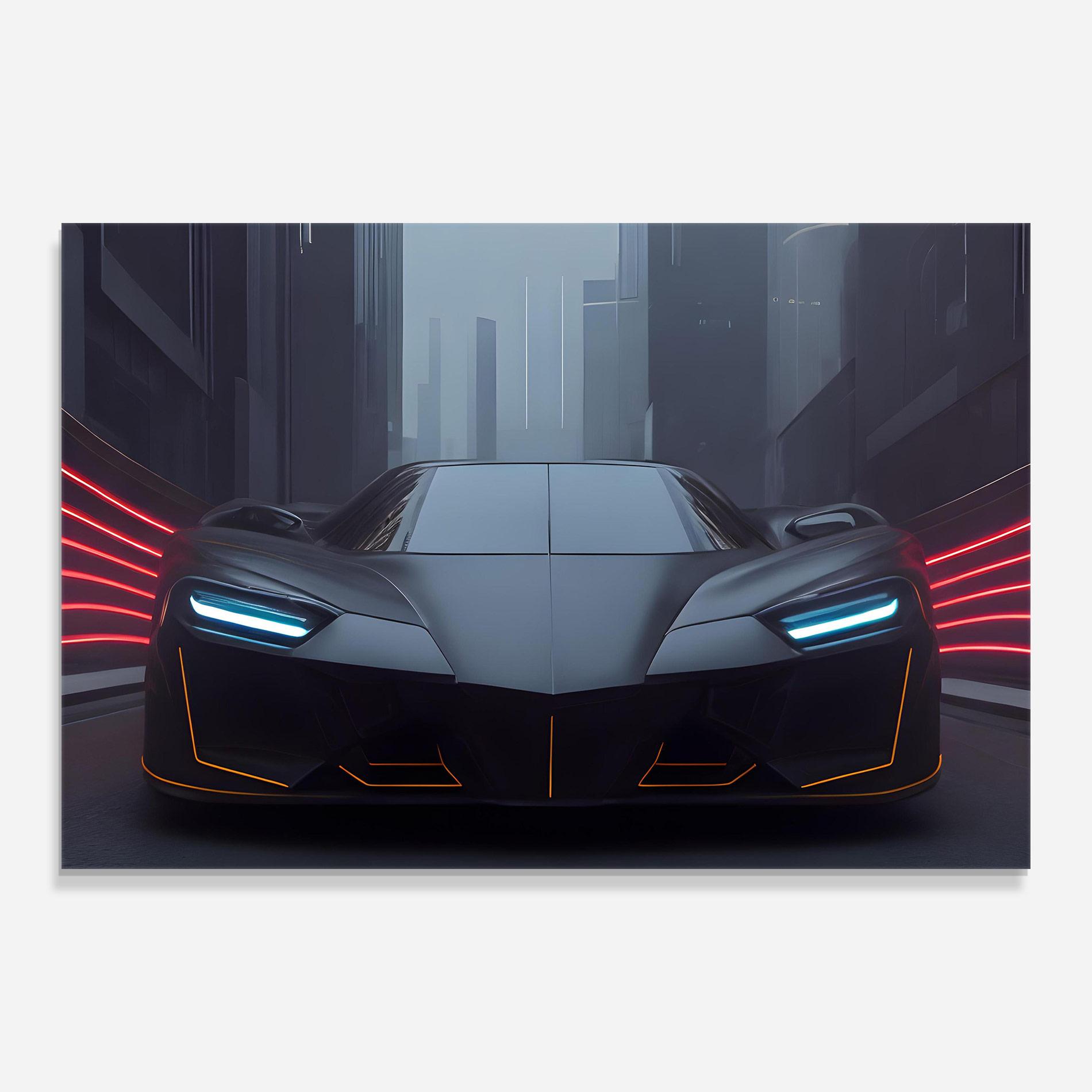 Glasbild Back Futuristic Hypercar mockup 0