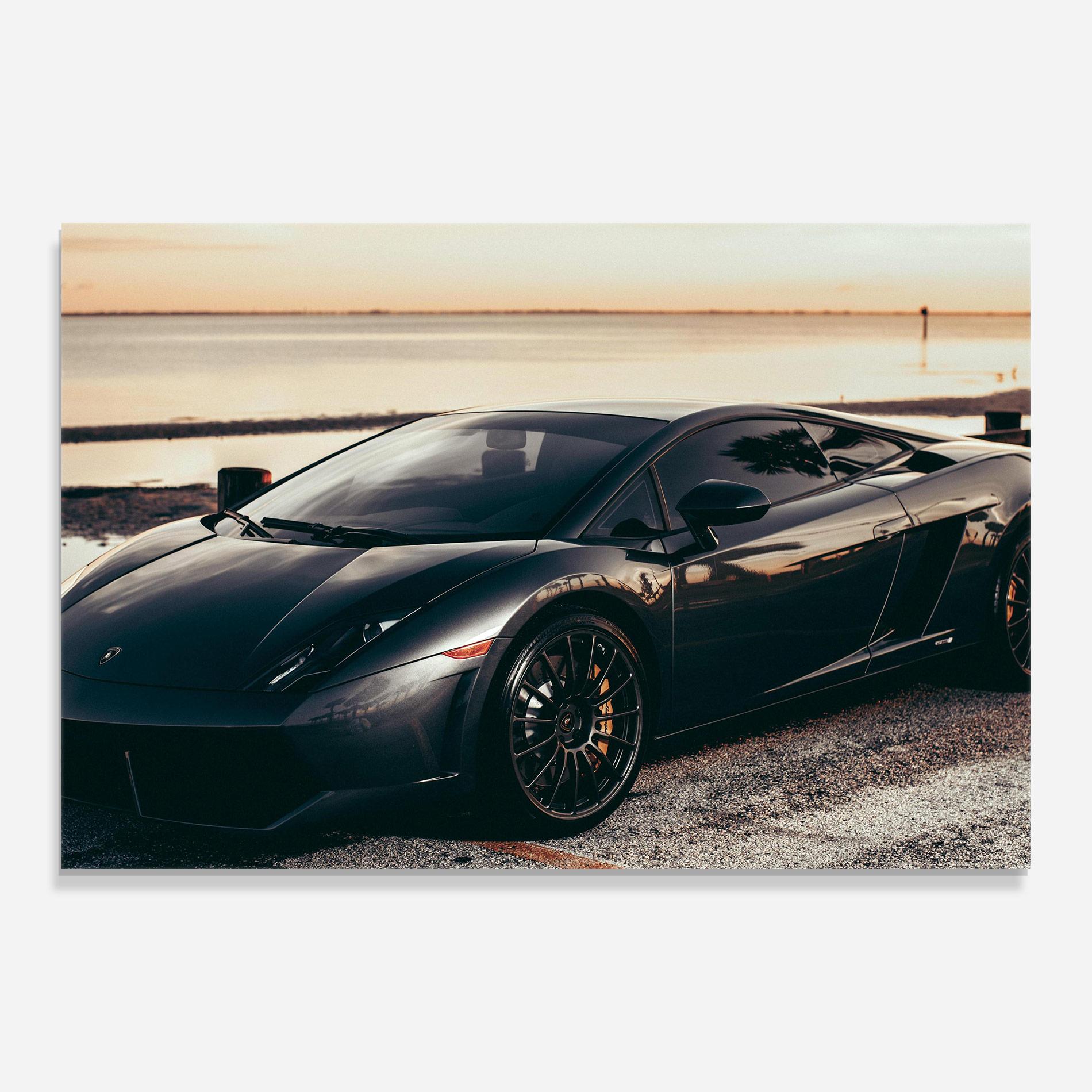 Glasbild Black Lambo Sea mockup 0