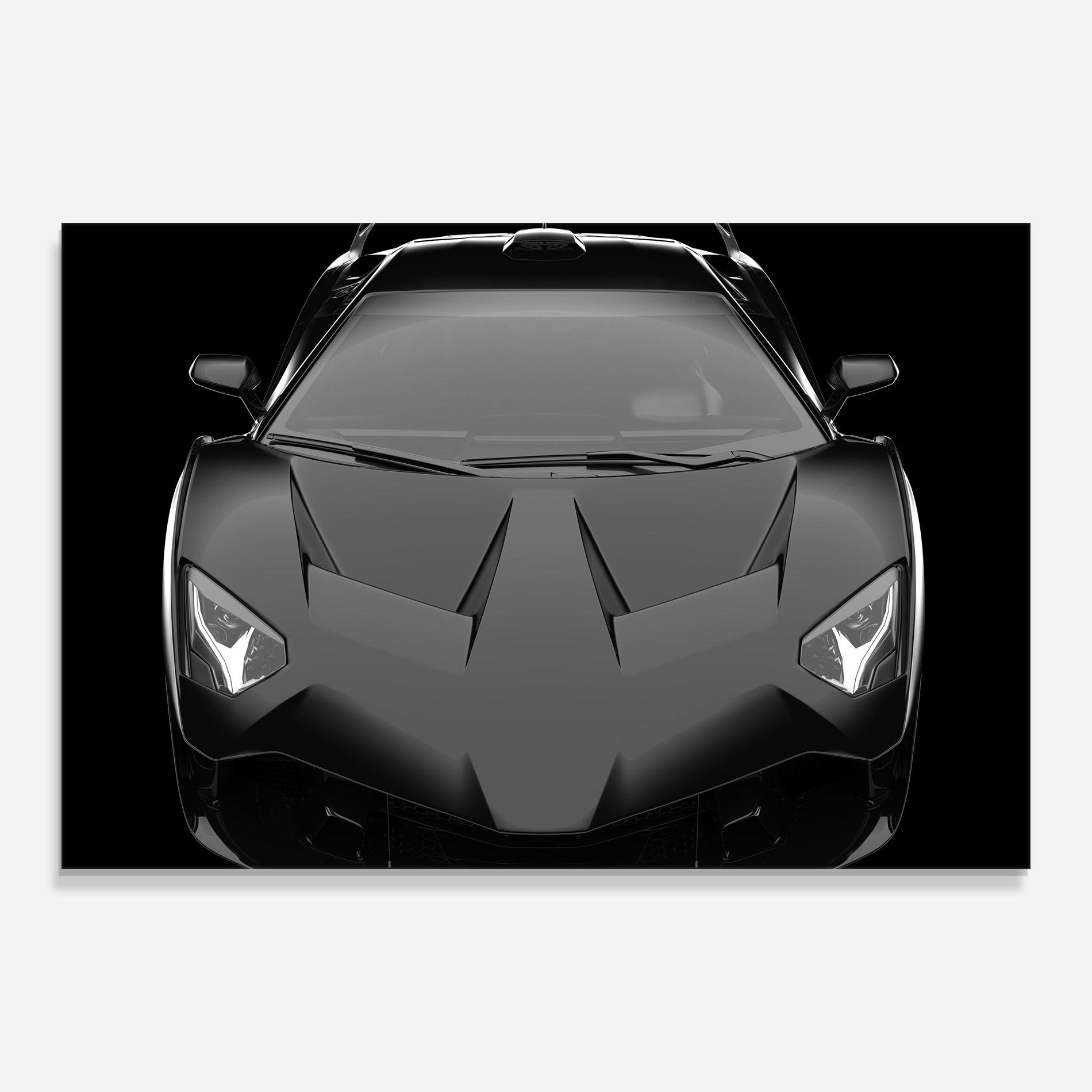 Glasbild Black Matte Lambo mockup 0