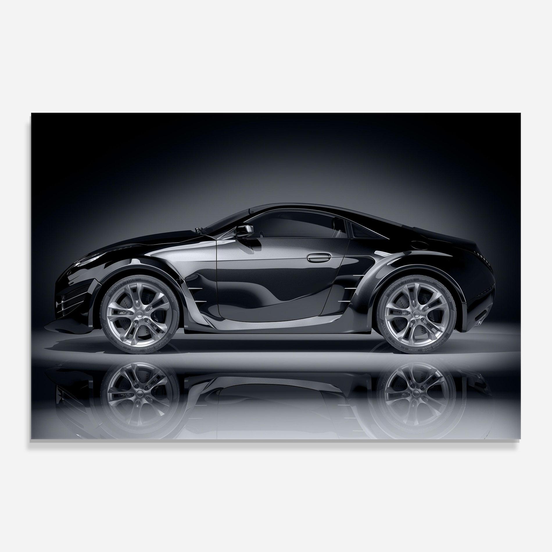 Glasbild Black Shadow Car mockup 0