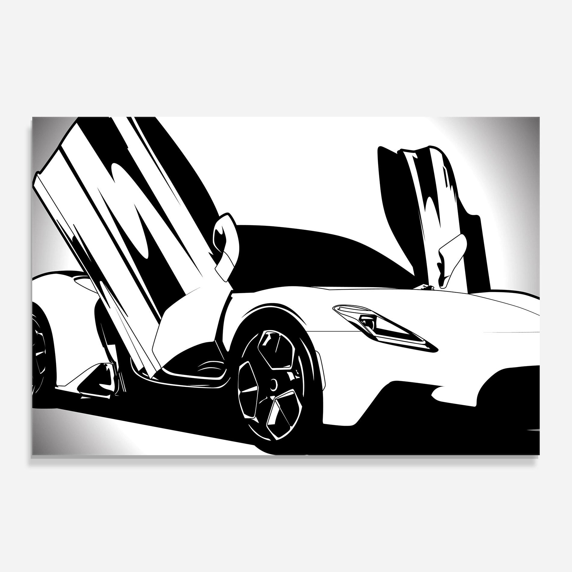 Glasbild Black White Car mockup 0