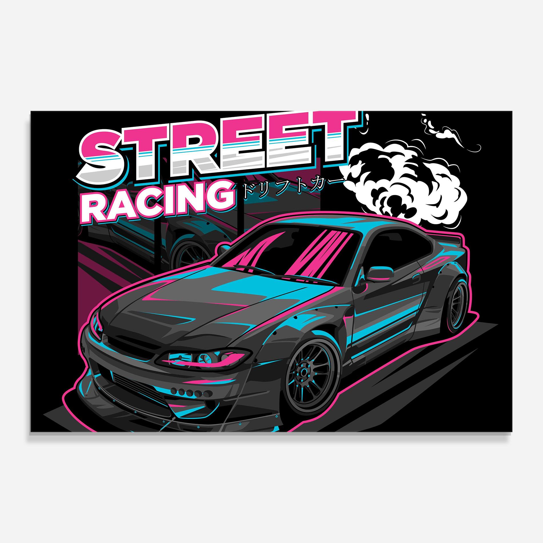 Glasbild Drift Grey Car mockup 0