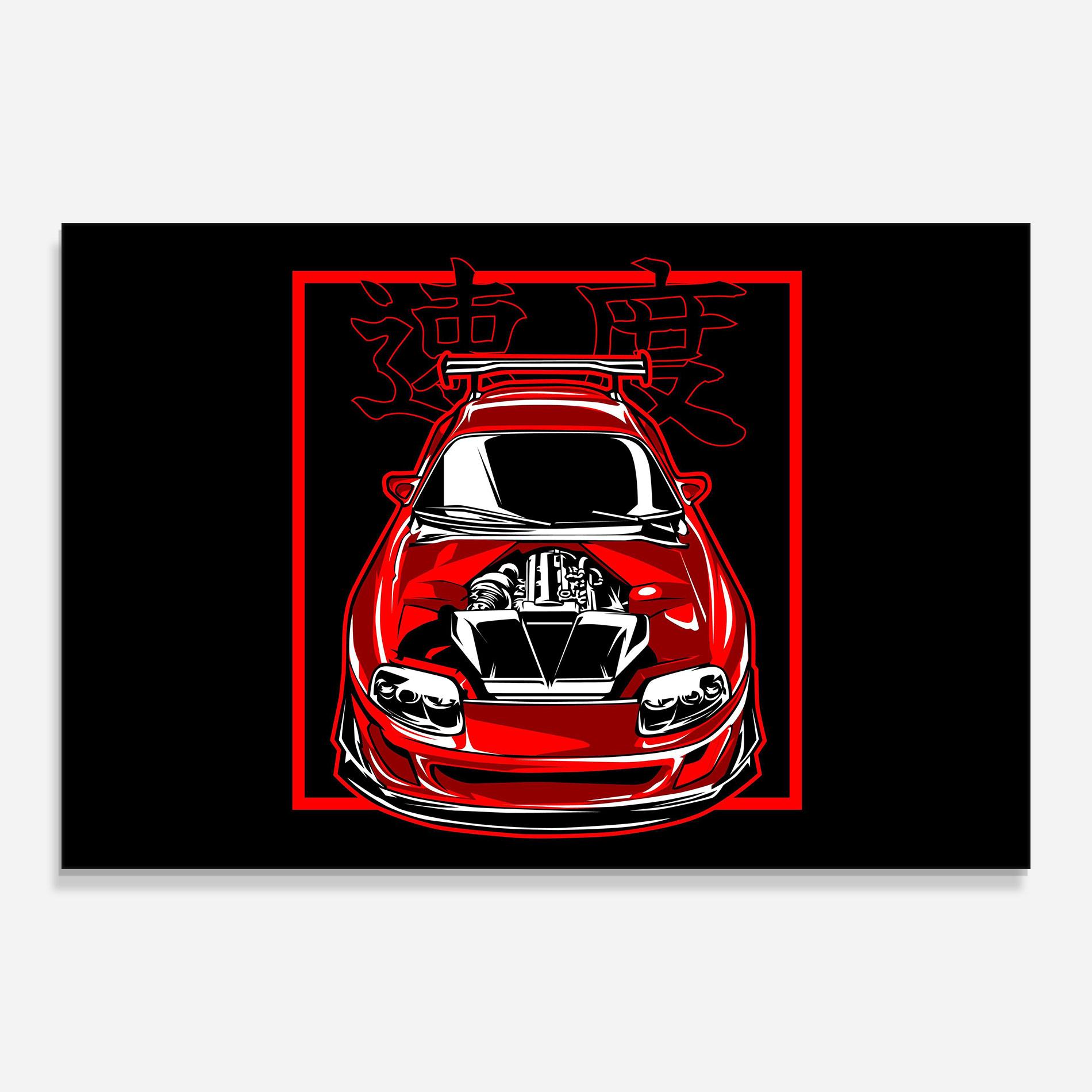 Glasbild Japanese Red Car mockup 0