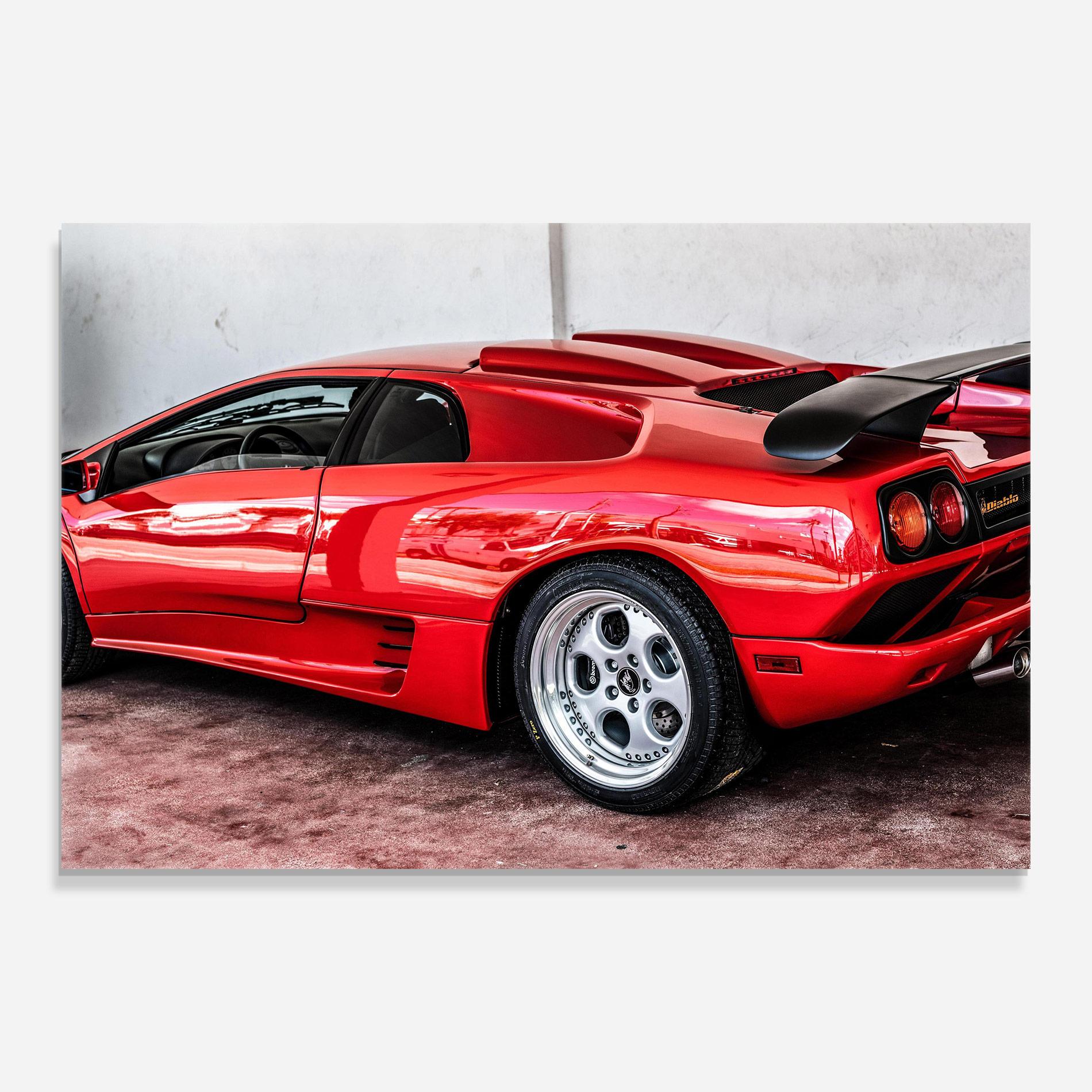 Glasbild Red Diablo Lambo mockup 0