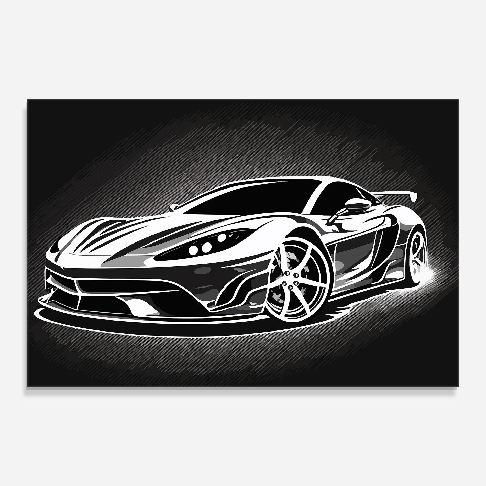 Glasbild White Sport Car mockup 0