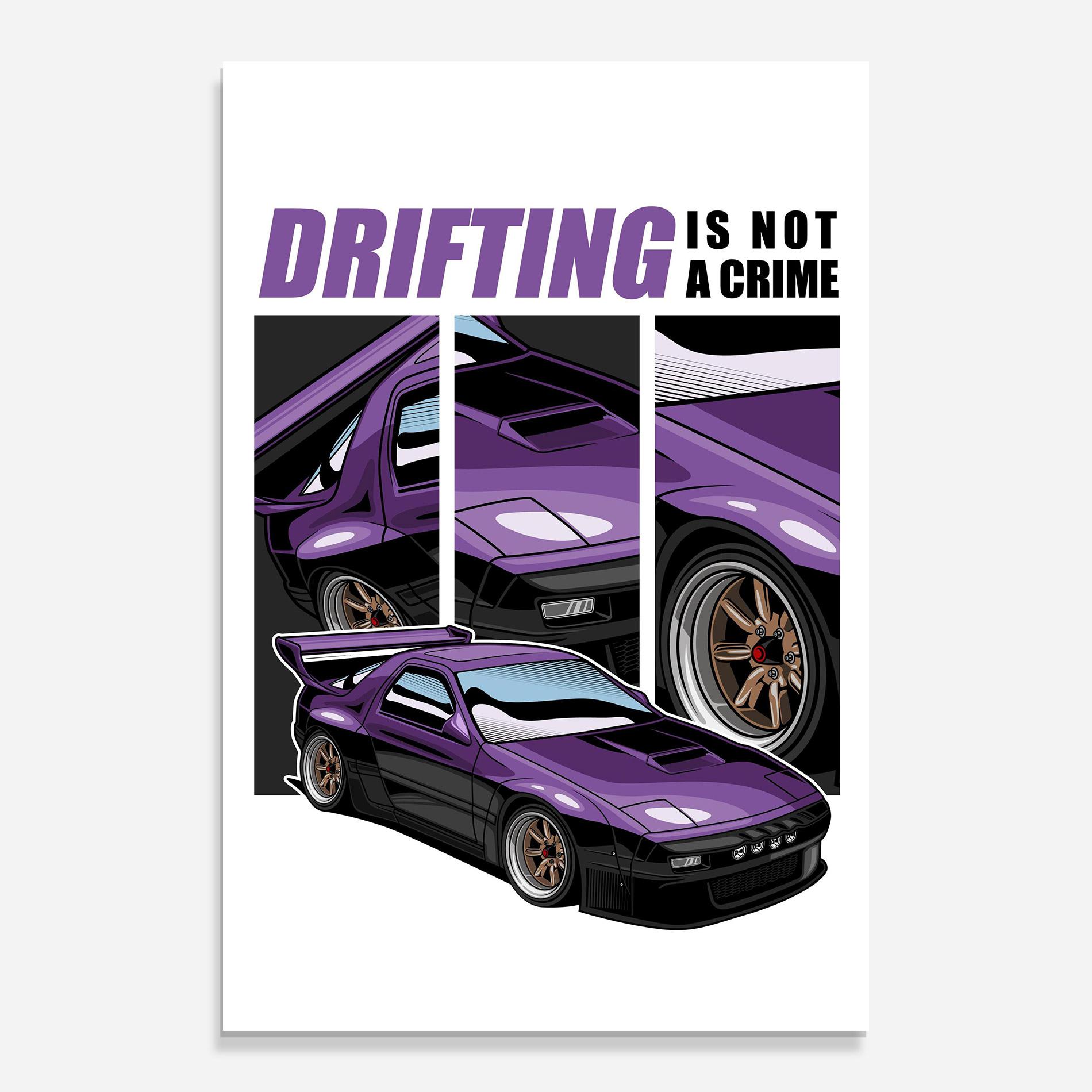 Glasbild Drift Purple Car mockup 0