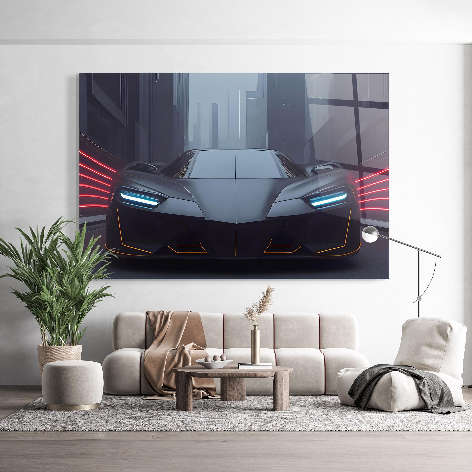 Glasbild Back Futuristic Hypercar mockup 9