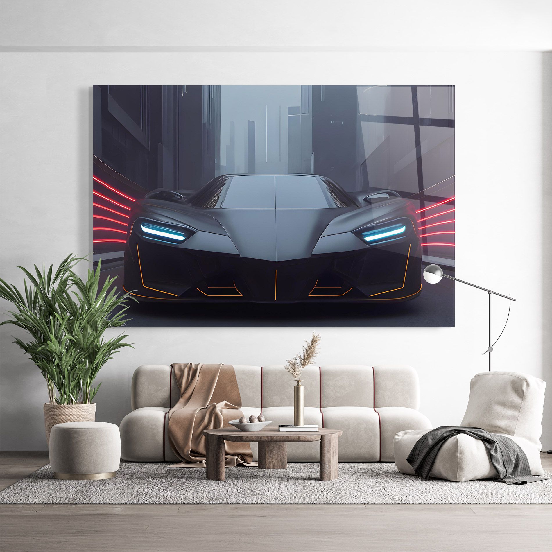Back Futuristic Hypercar mockup 9