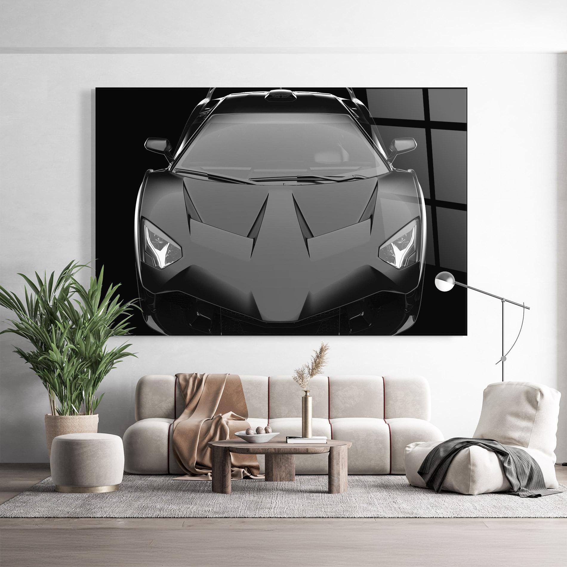 Glasbild Black Matte Lambo mockup 9