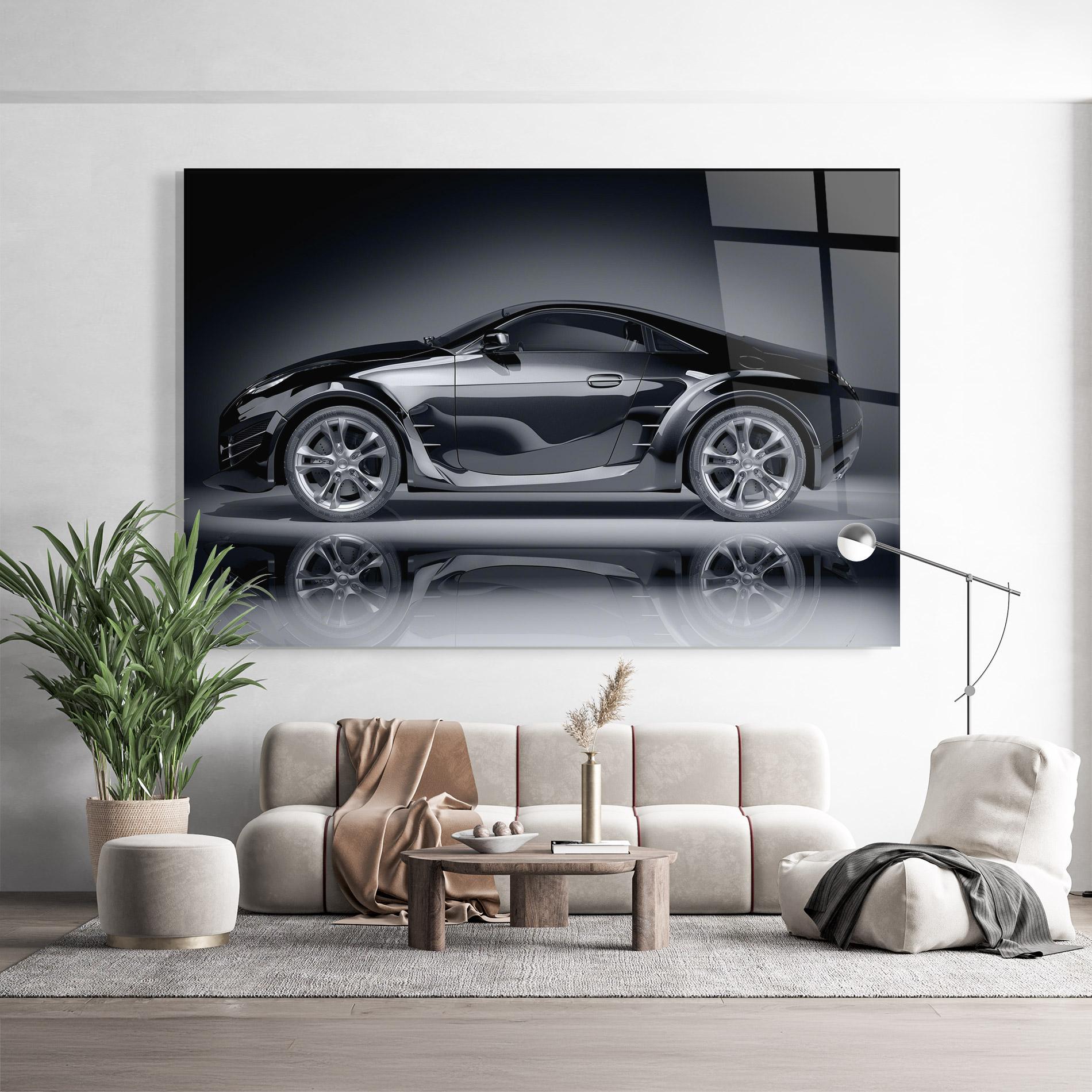 Glasbild Black Shadow Car mockup 9