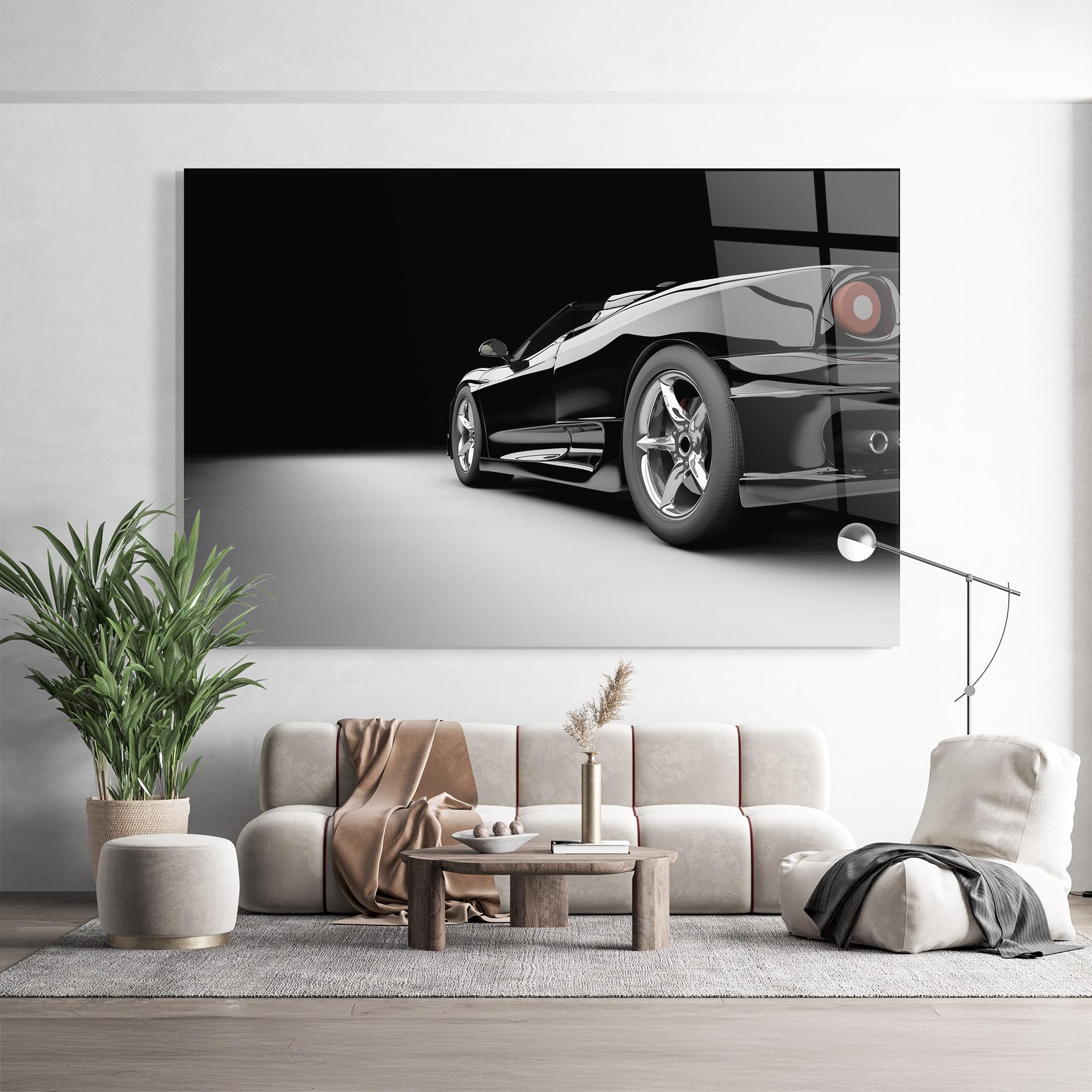 Glasbild Black Sport Car mockup 9