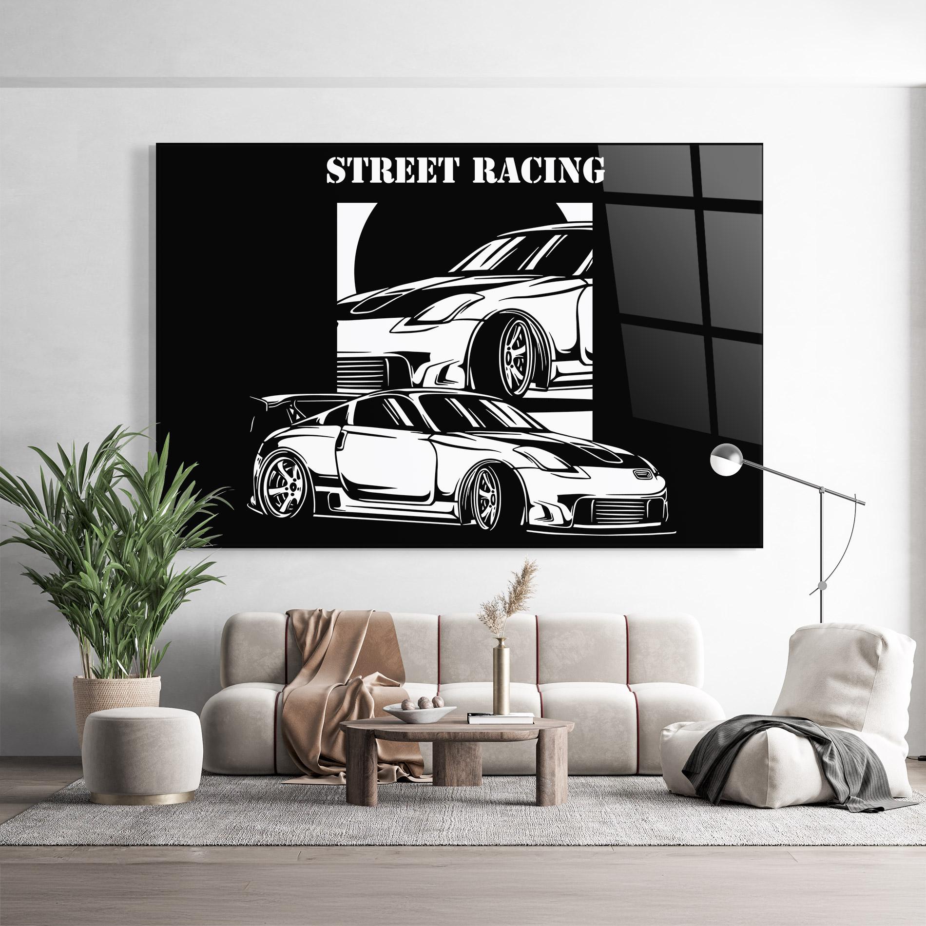 Glasbild Car Street Racing mockup 9