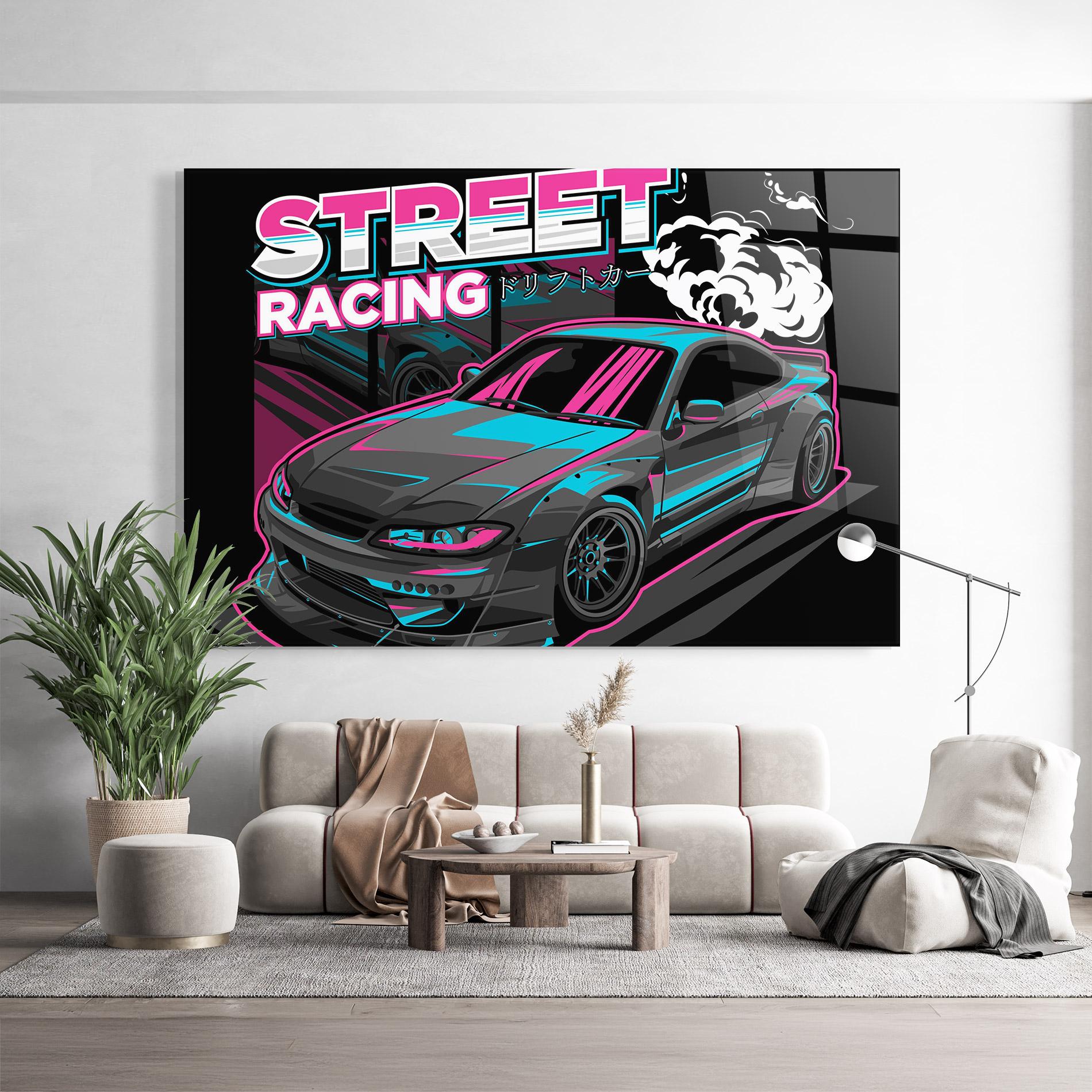 Glasbild Drift Grey Car mockup 9