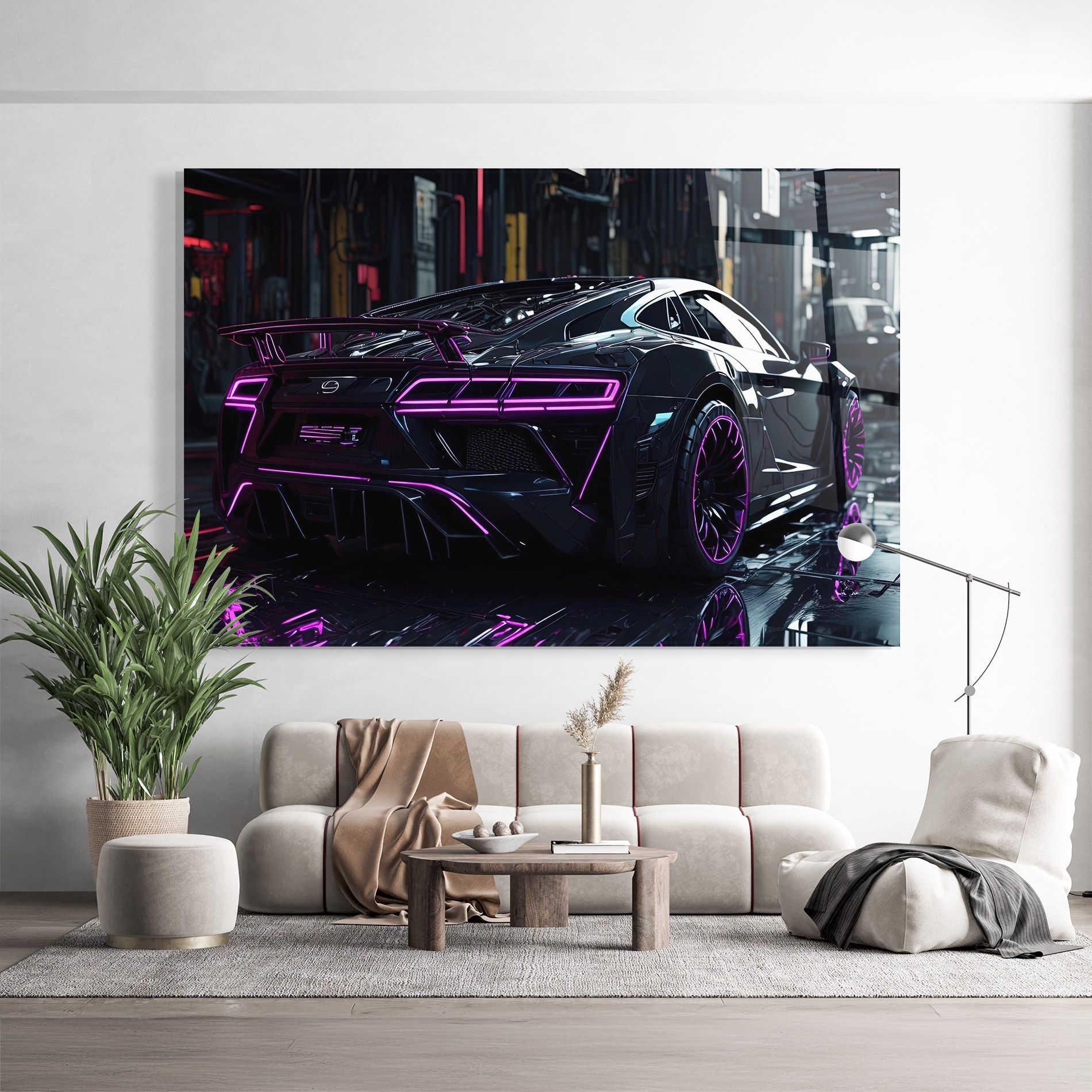 Futuristic Purple Black Hypercar mockup 9