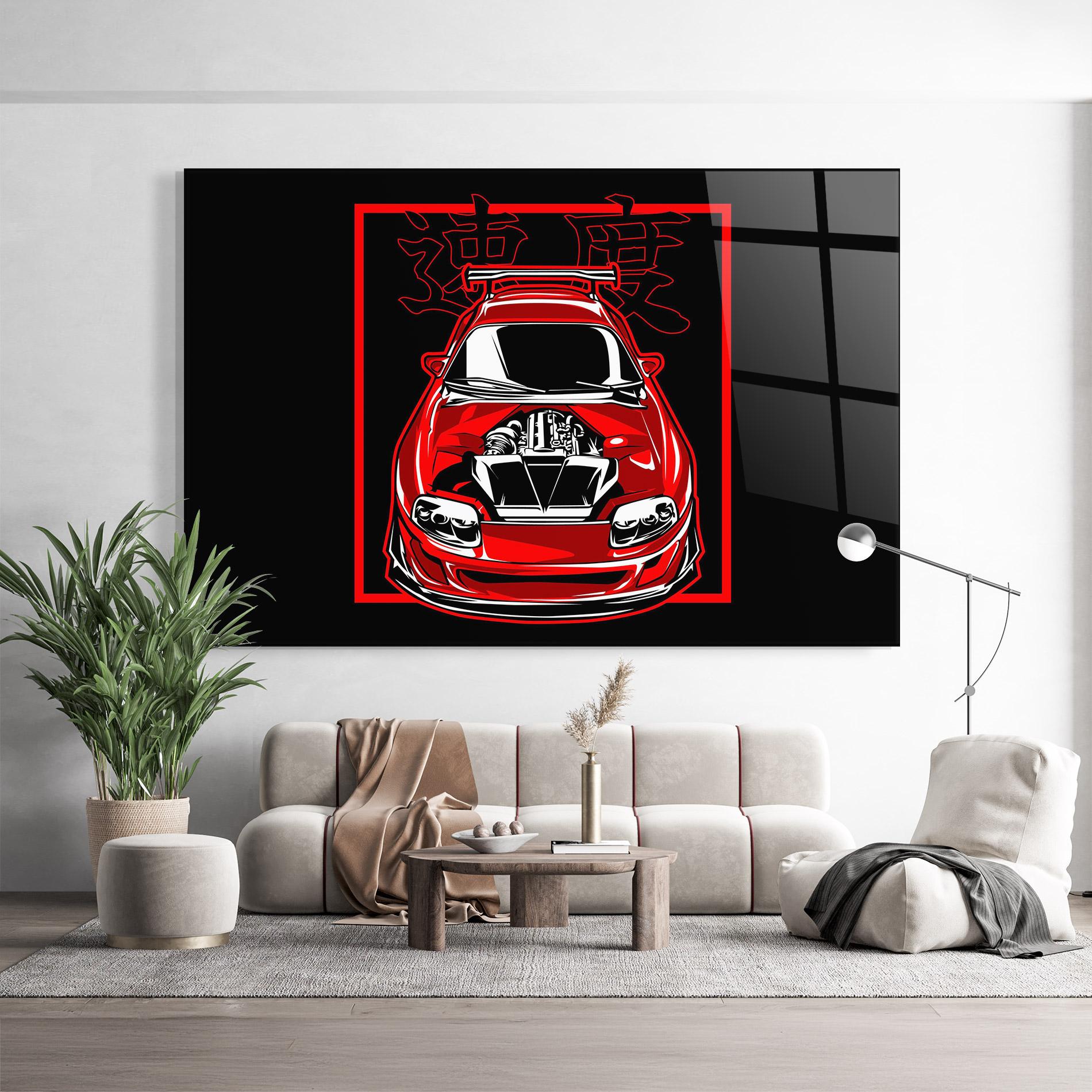 Glasbild Japanese Red Car mockup 9
